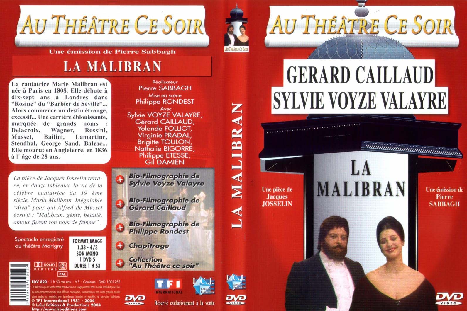 Jaquette DVD Au theatre ce soir - La malibran