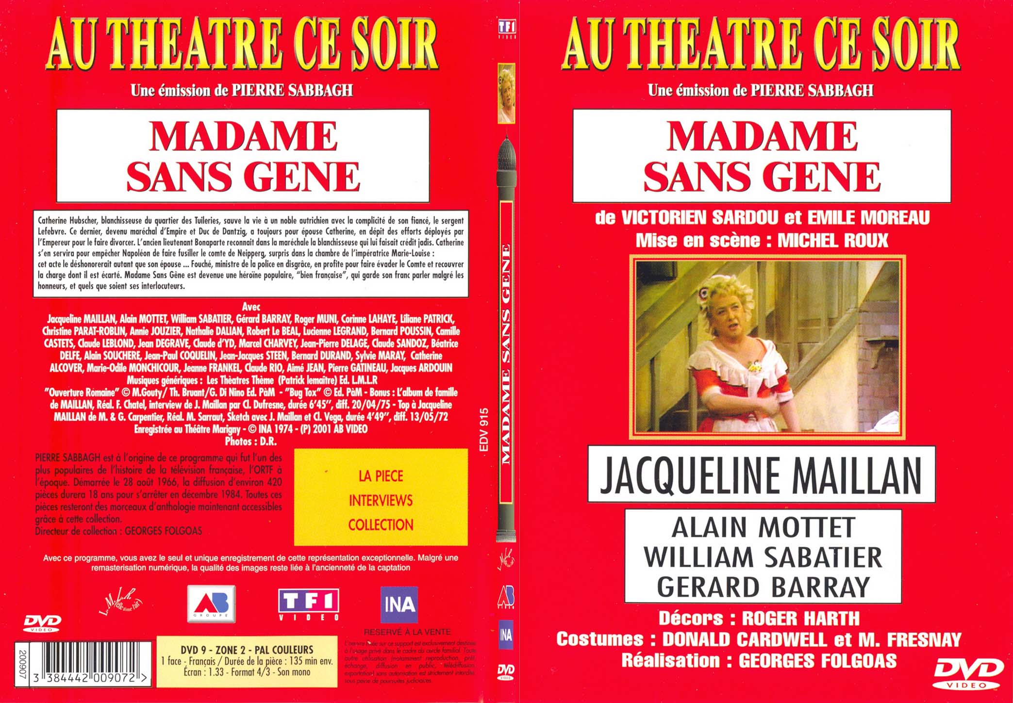 Jaquette DVD Au thatre ce soir - Madame sans gne - SLIM