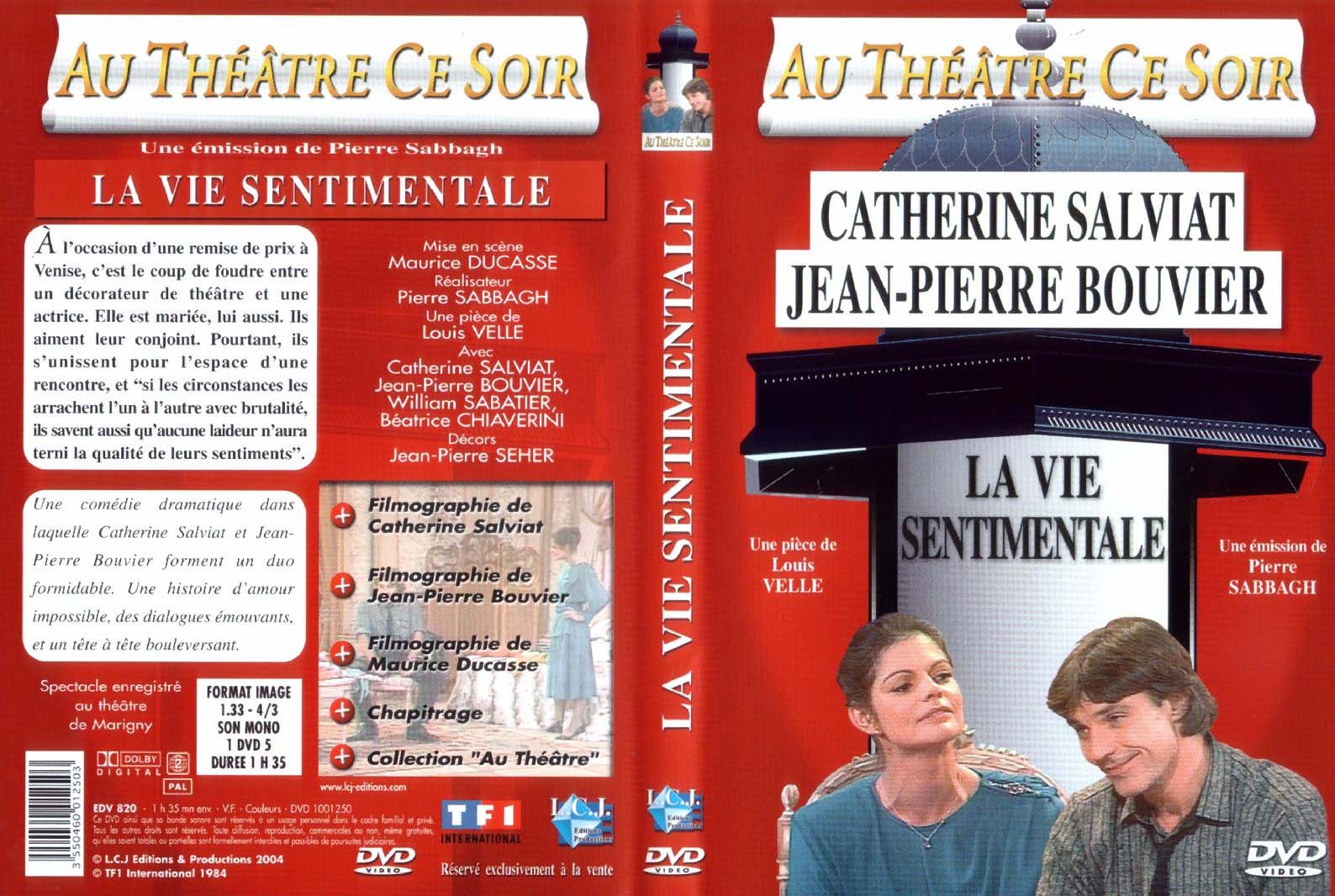 Jaquette DVD Au theatre ce soir - la vie sentimentale