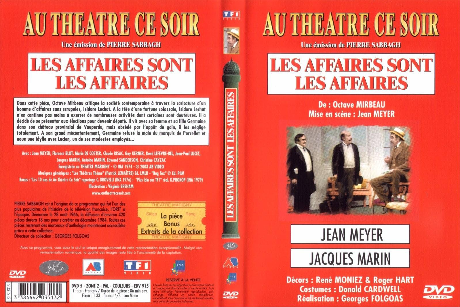 Jaquette DVD Au theatre ce soir - les affaires sont les affaires