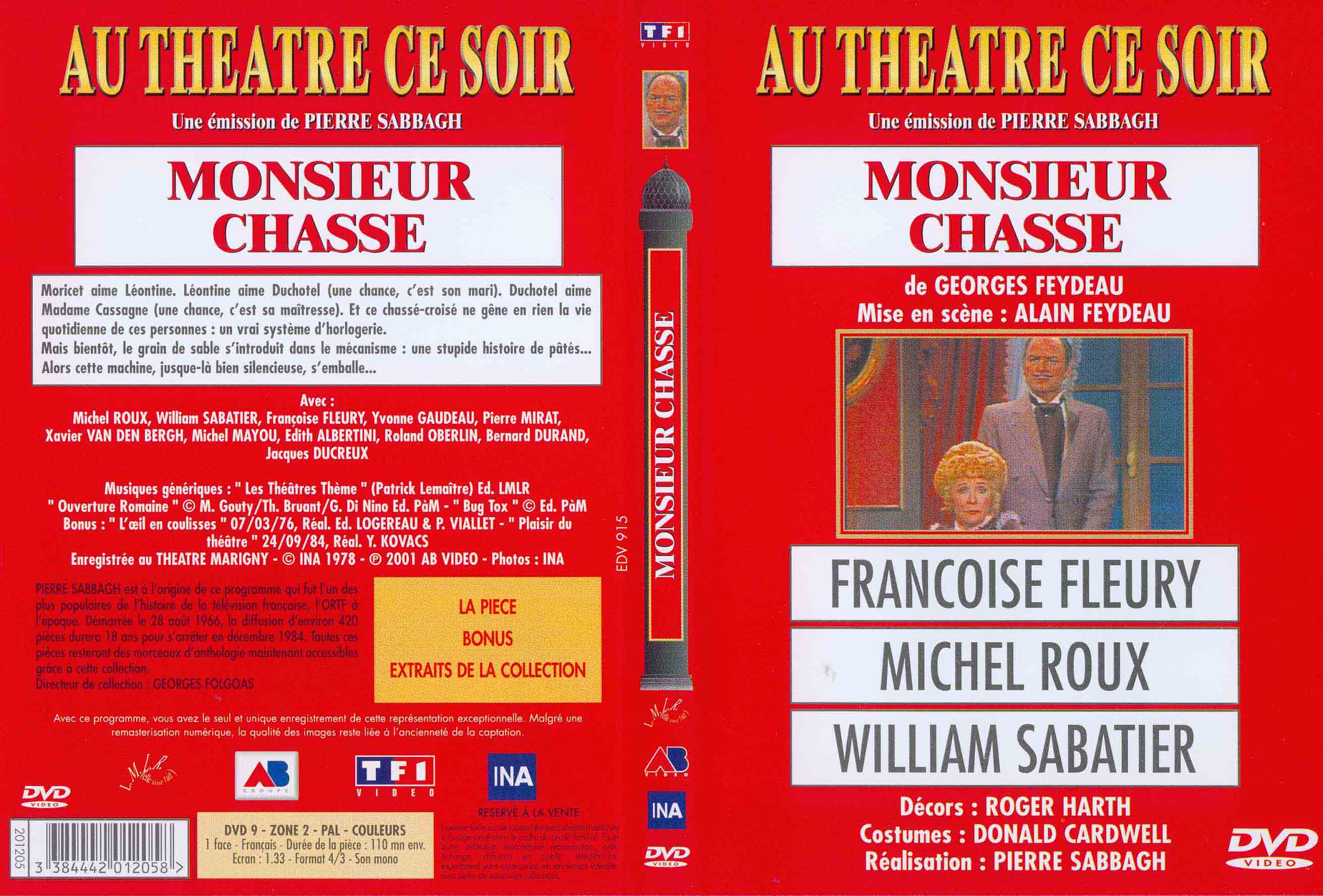 Jaquette DVD Au theatre ce soir - monsieur chasse