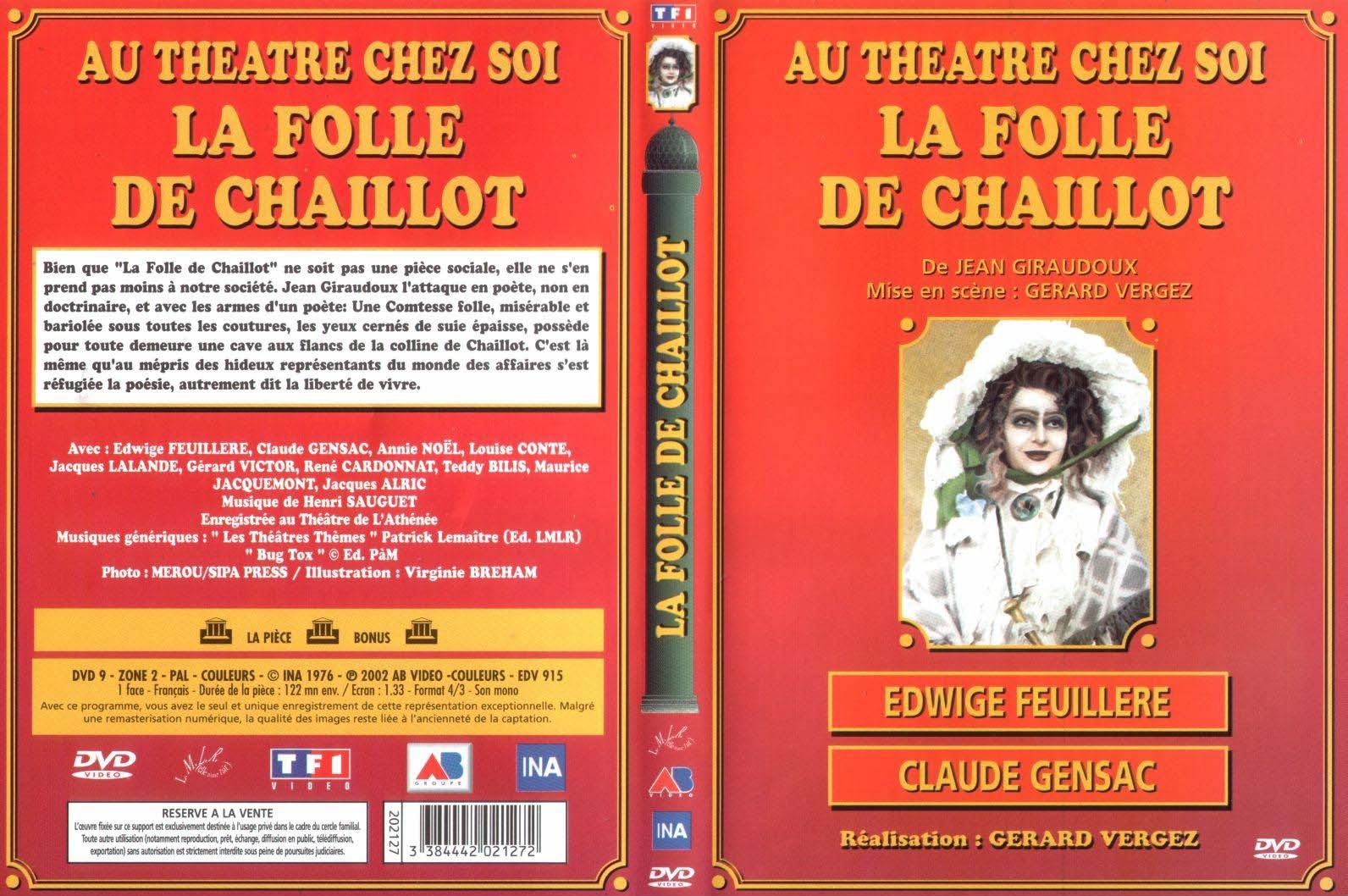 Jaquette DVD Au theatre chez soi - la folle de chaillot