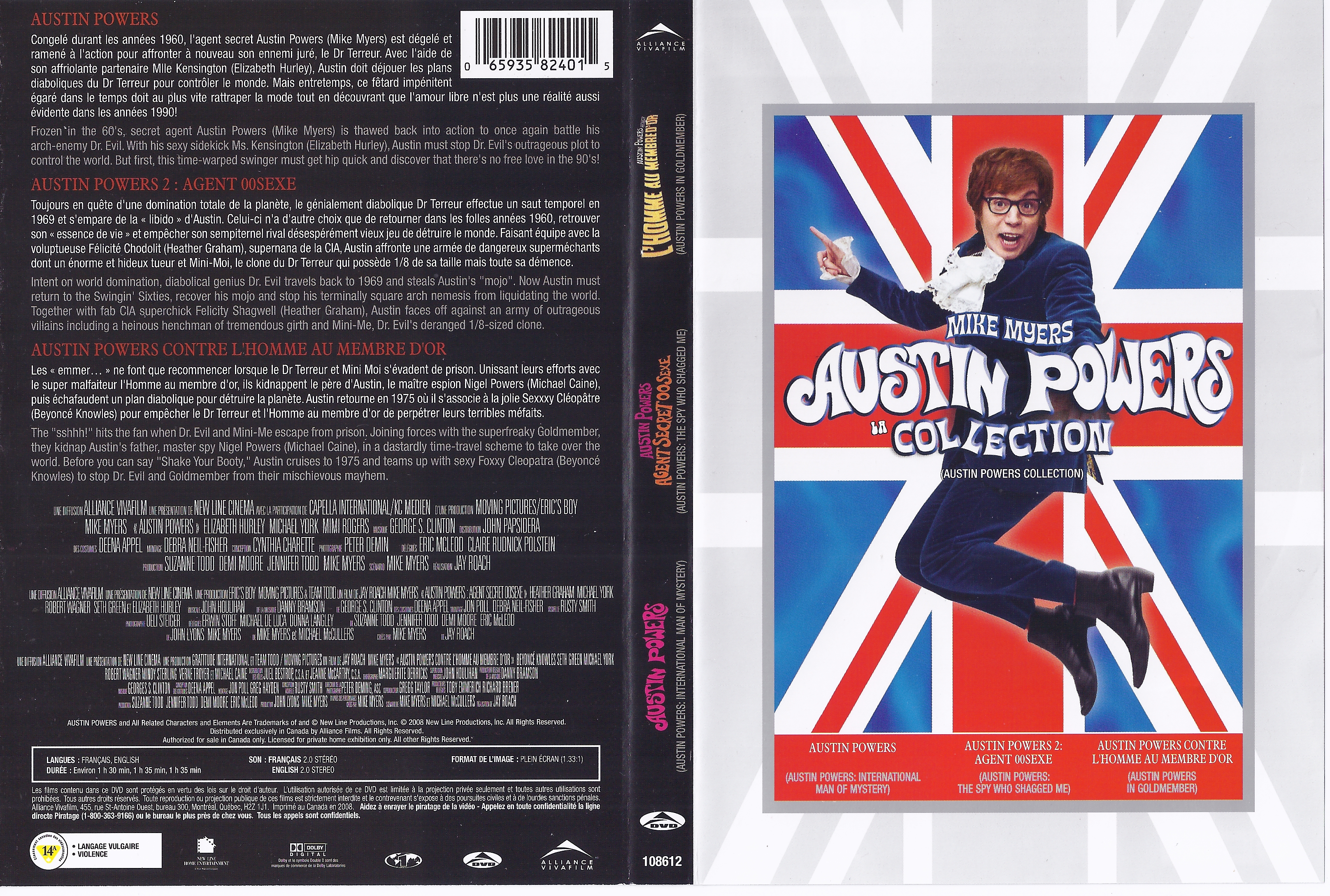 Jaquette DVD Austin Powers La Collection (Canadienne)