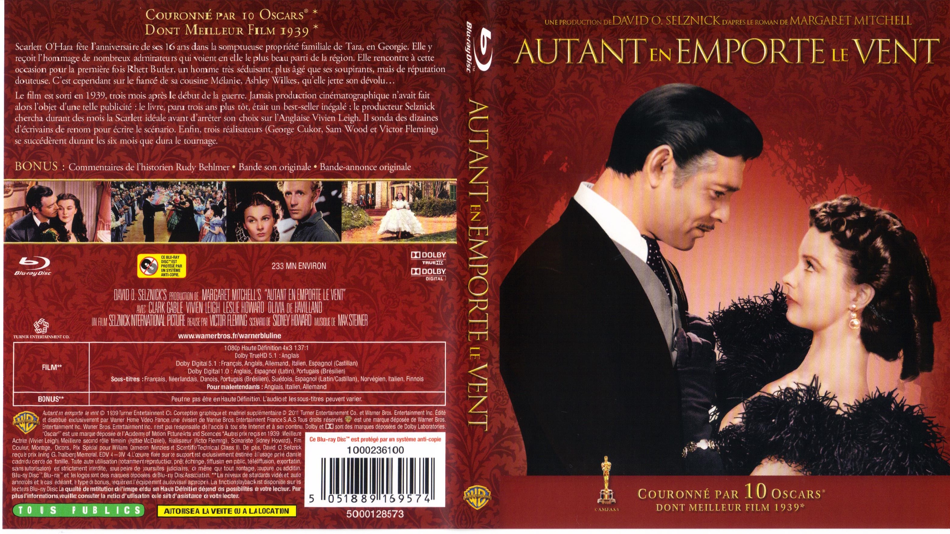 Jaquette DVD de Autant en emporte le vent (BLU-RAY) - Cinéma Passion