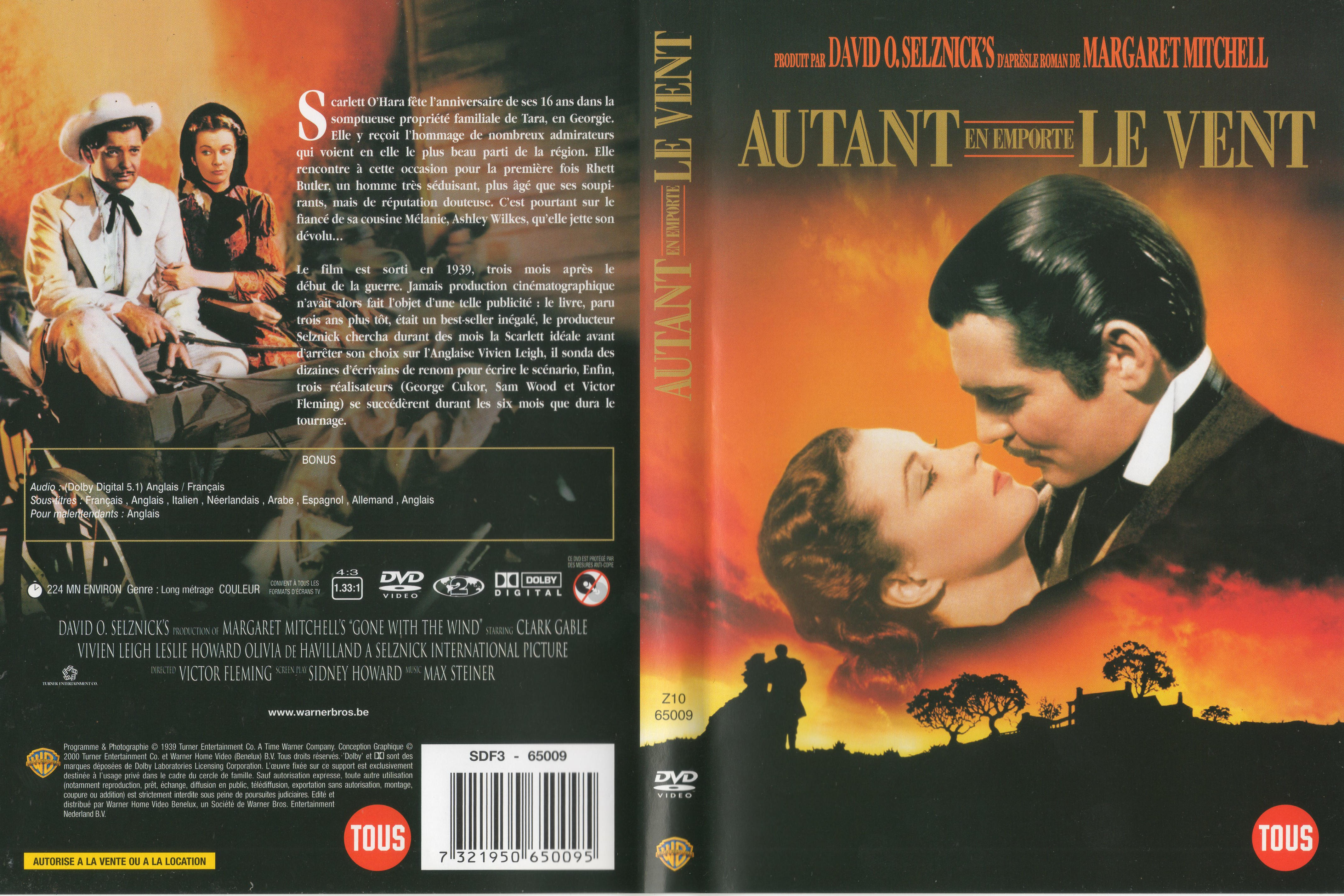 Jaquette DVD de Autant en emporte le vent v2 - Cinéma Passion