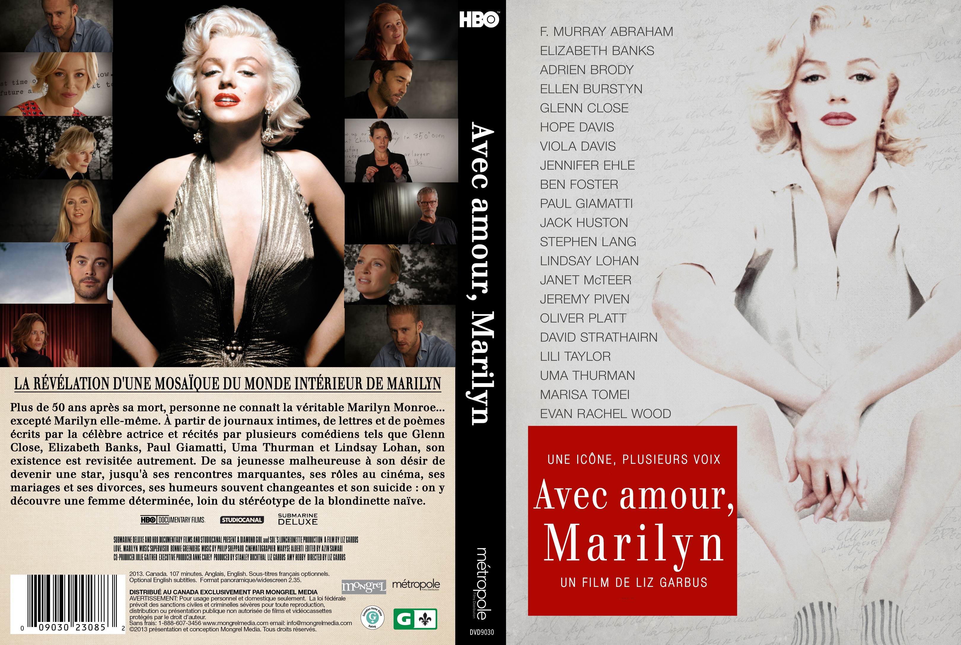 Jaquette DVD Avec amour Marilyn custom (Canadienne)