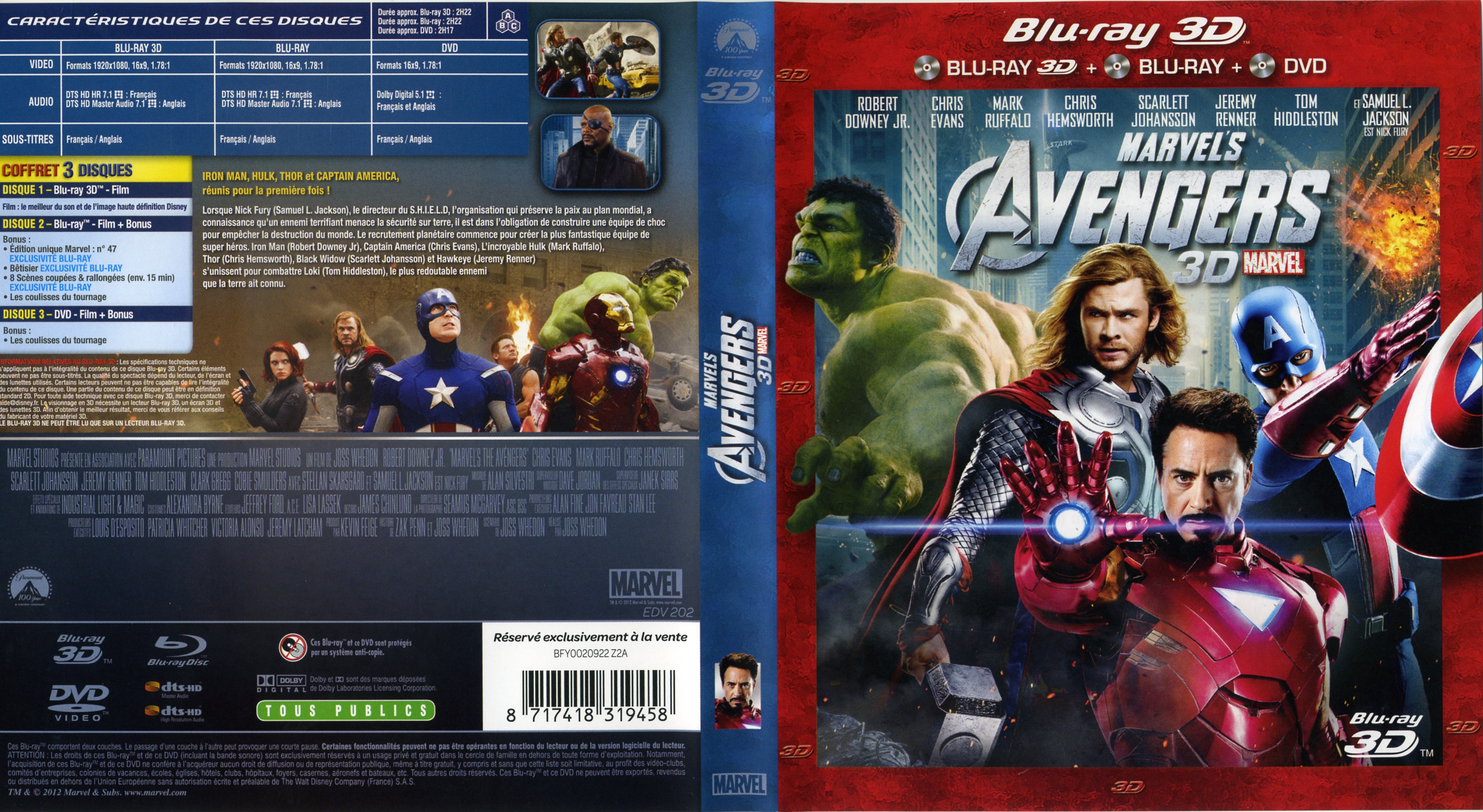 Jaquette DVD Avengers 3D (BLU-RAY)