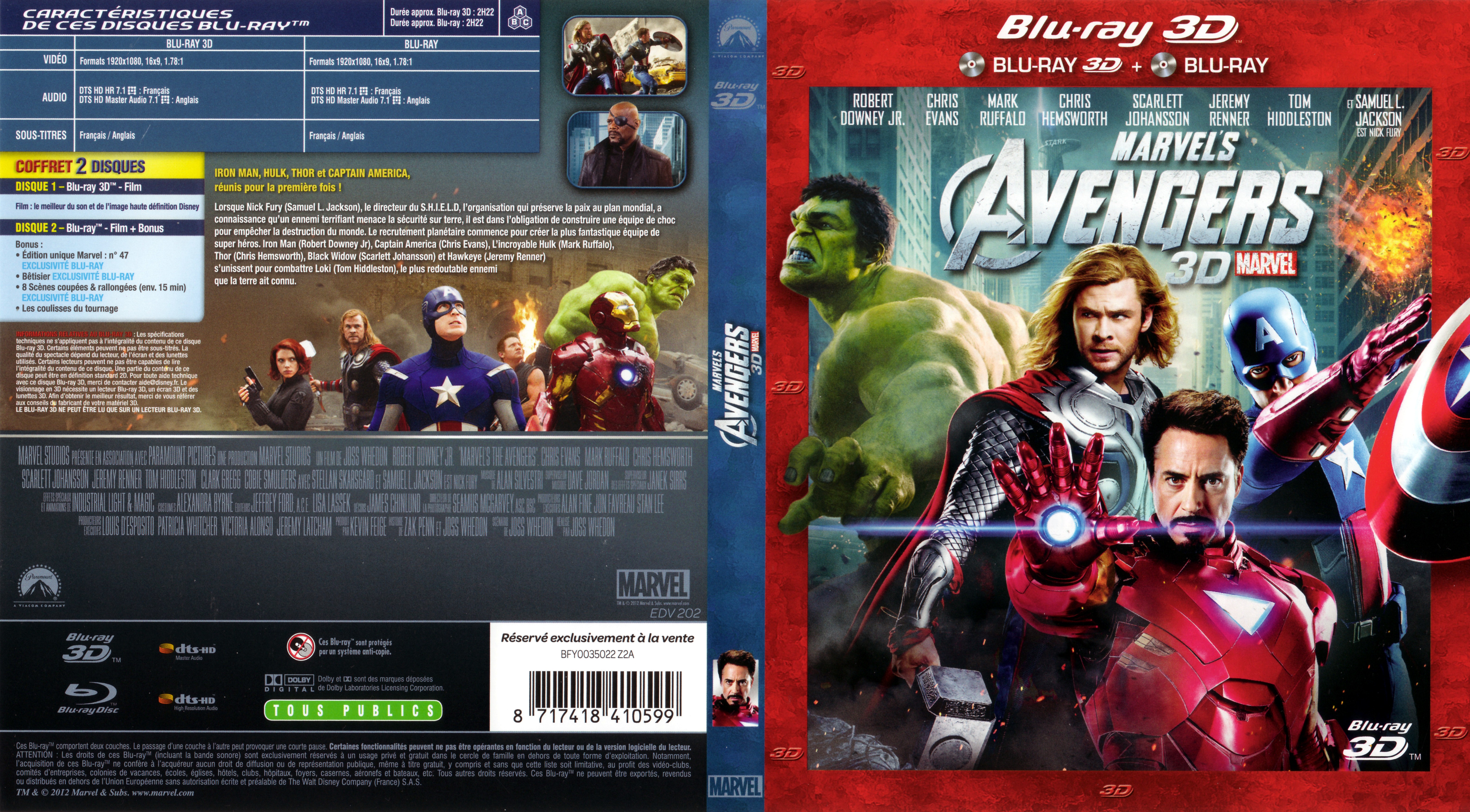 Jaquette DVD Avengers 3D (BLU-RAY) v2