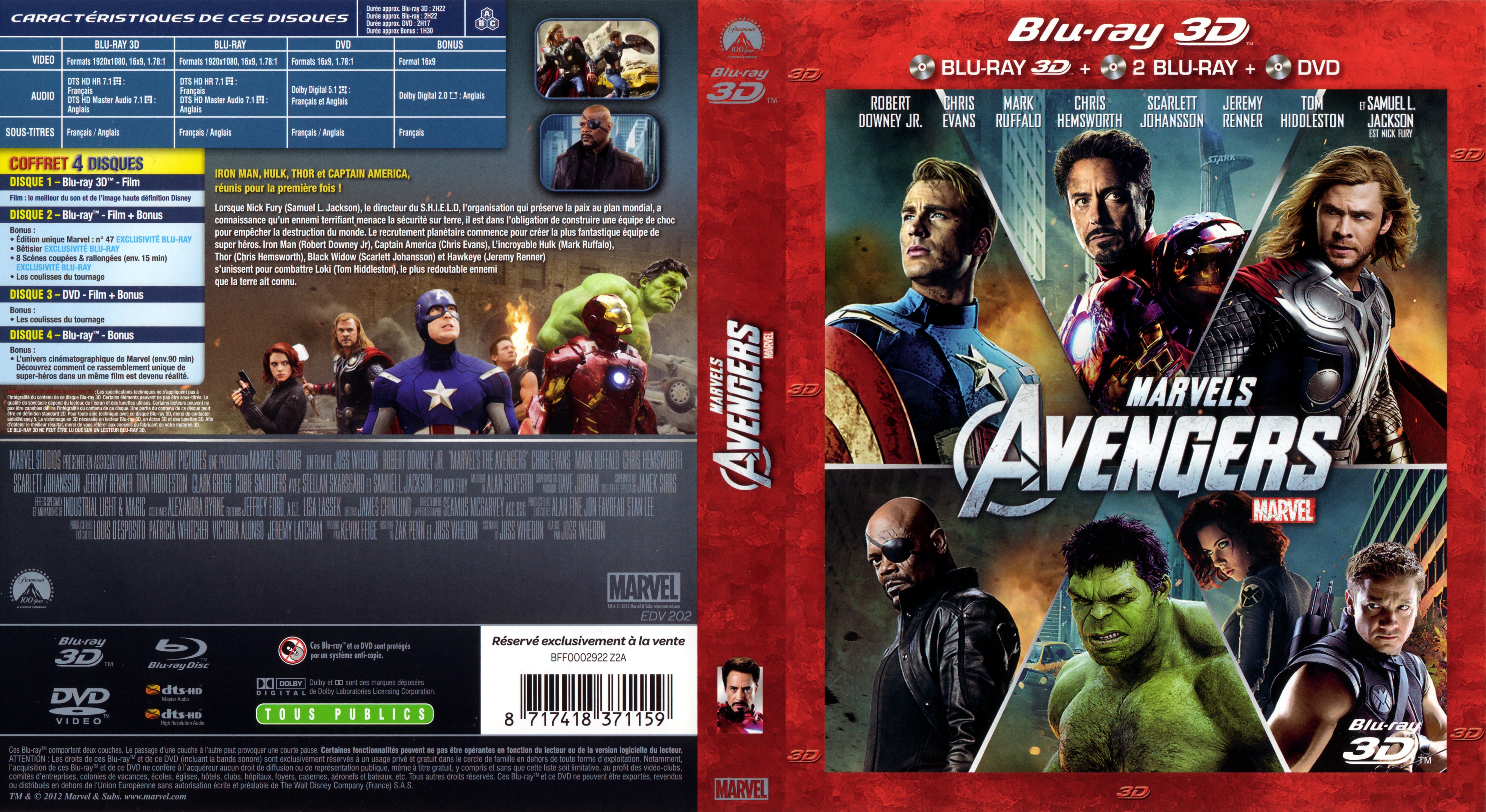 Jaquette DVD Avengers 3D (BLU-RAY) v3