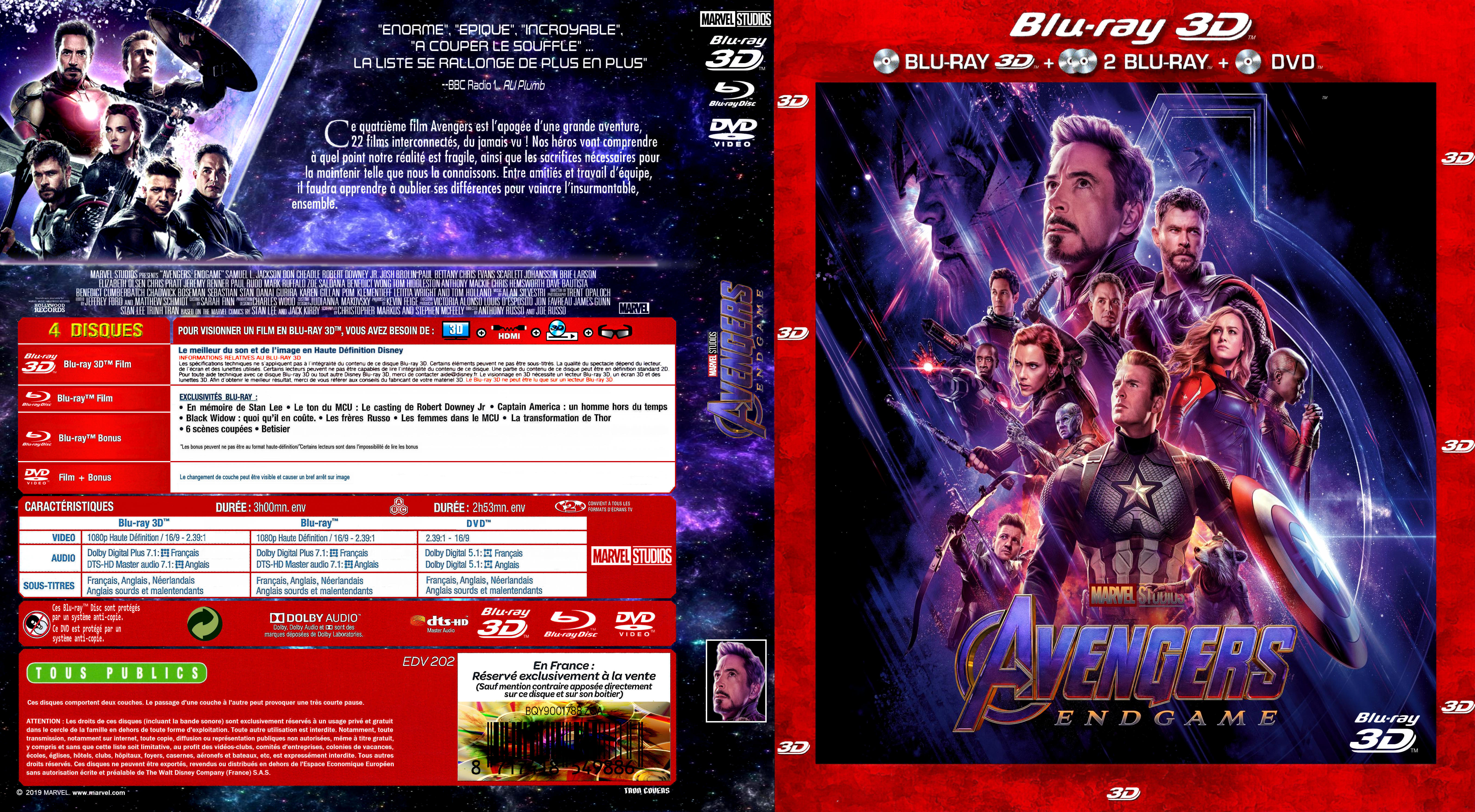 Jaquette DVD Avengers: Endgame 3D custom (BLU-RAY)