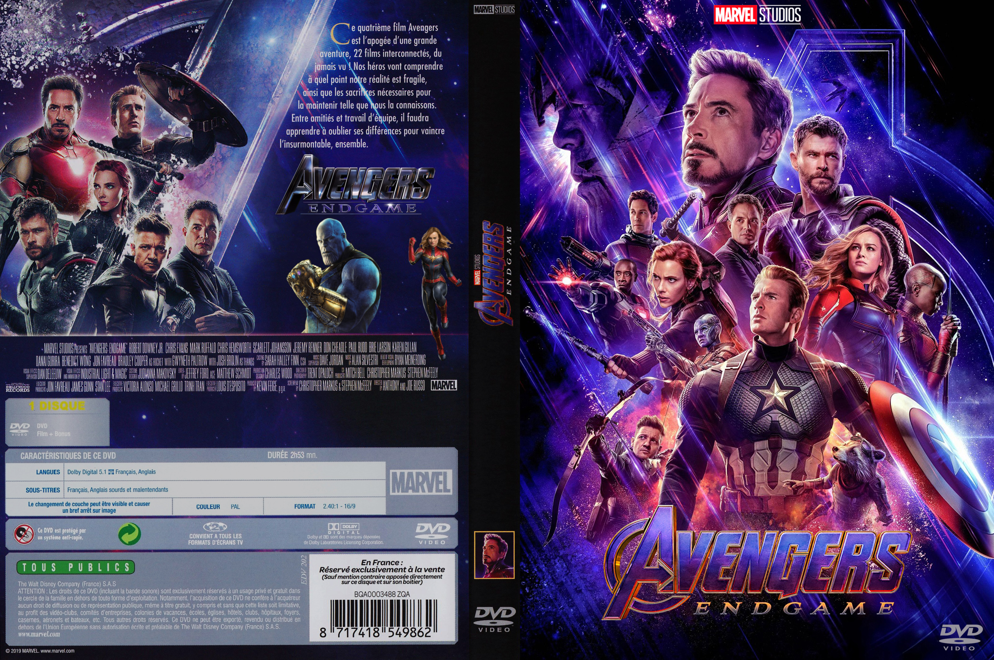 Jaquette DVD Avengers Endgame custom