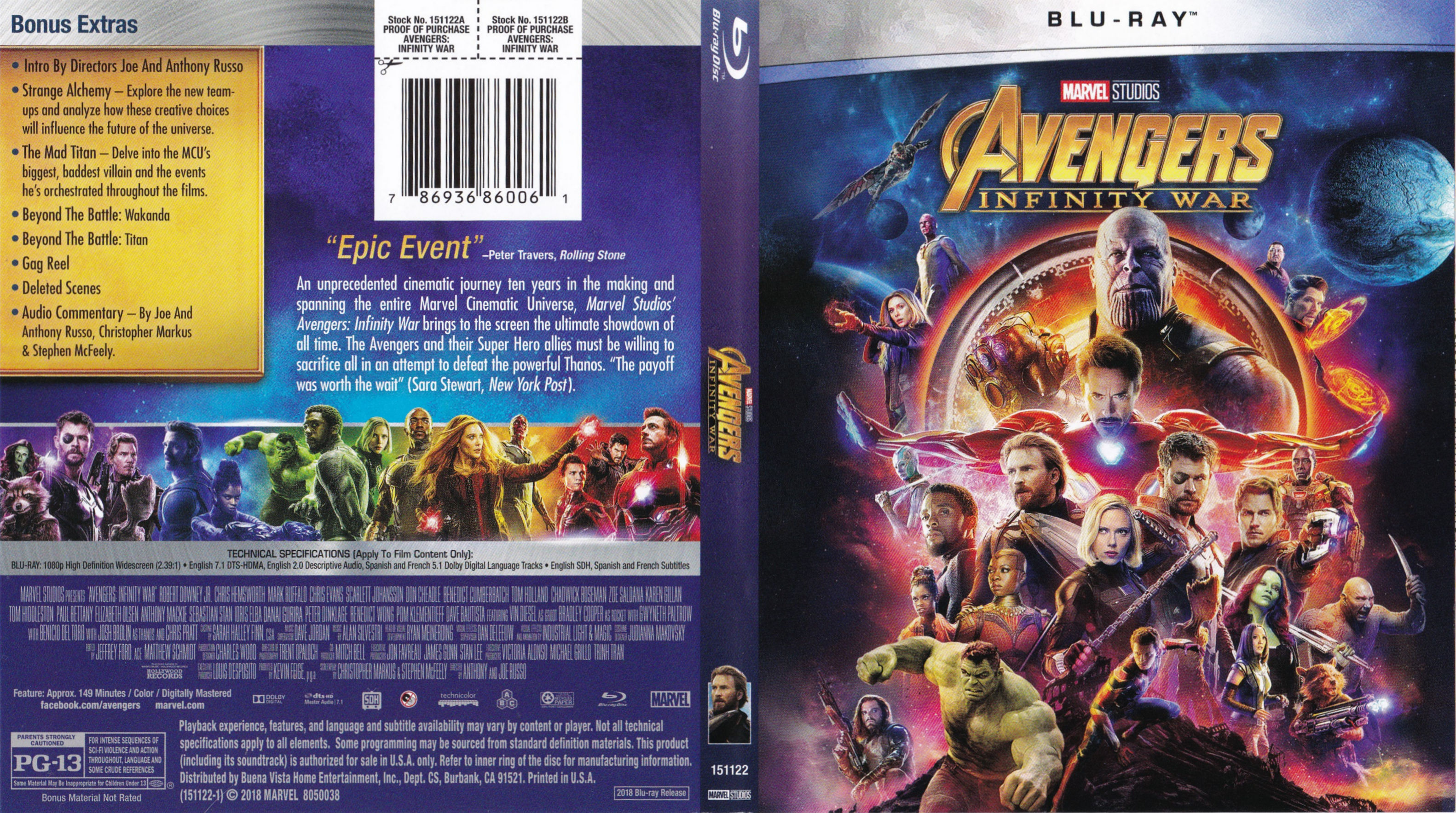 Jaquette DVD Avengers: Infinity War (BLU-RAY)