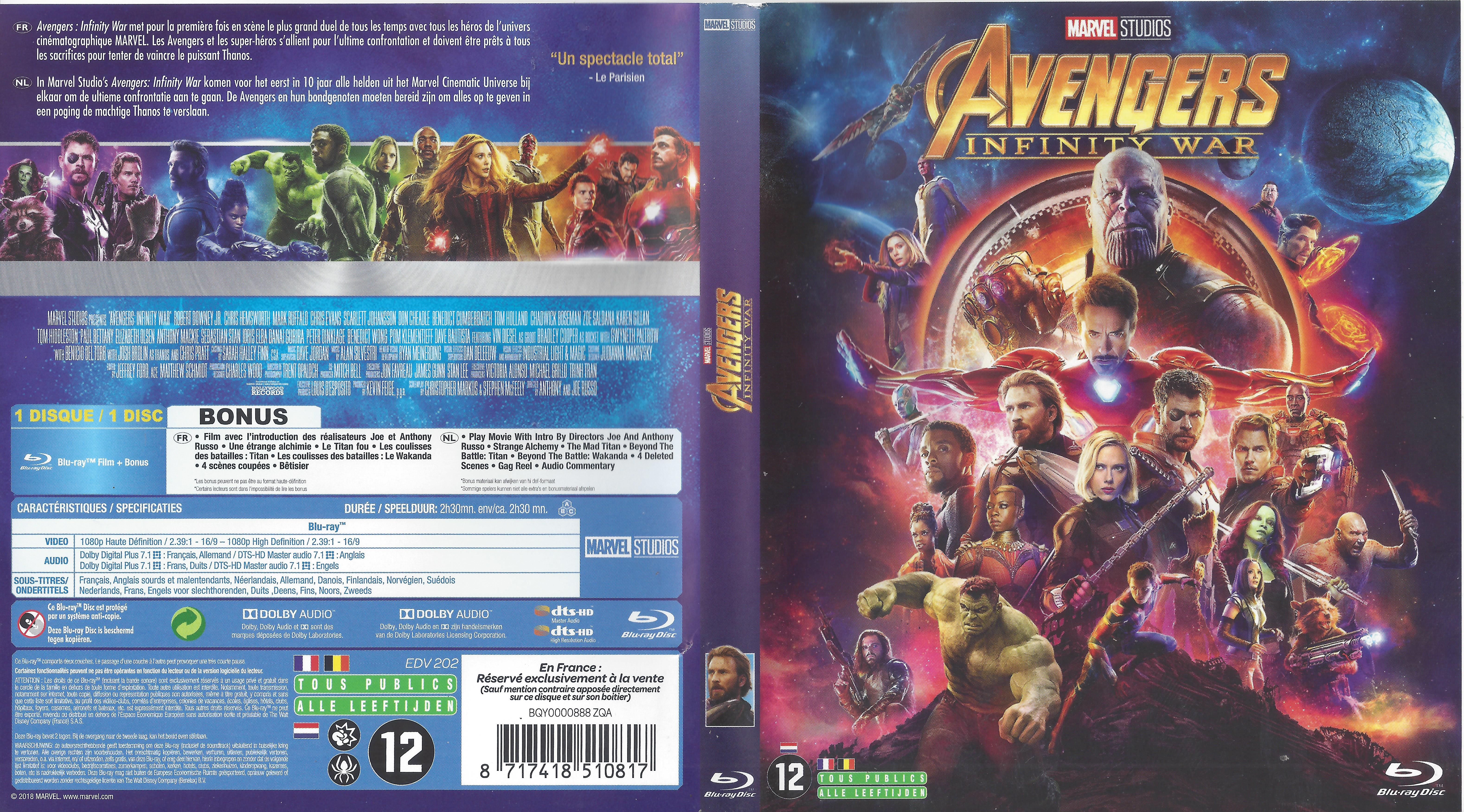 Jaquette DVD Avengers: Infinity War (BLU-RAY) v2
