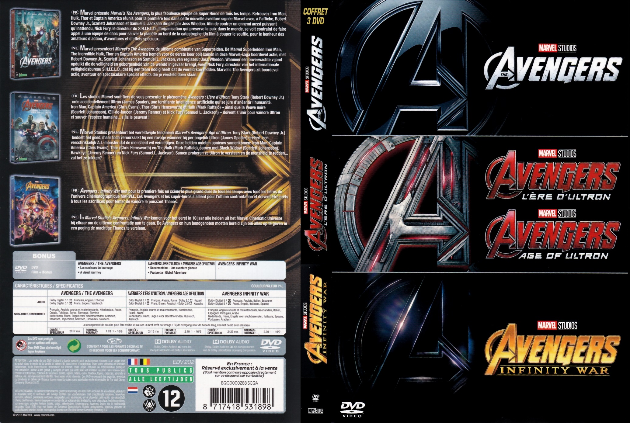 Jaquette DVD Avengers Trilogie custom