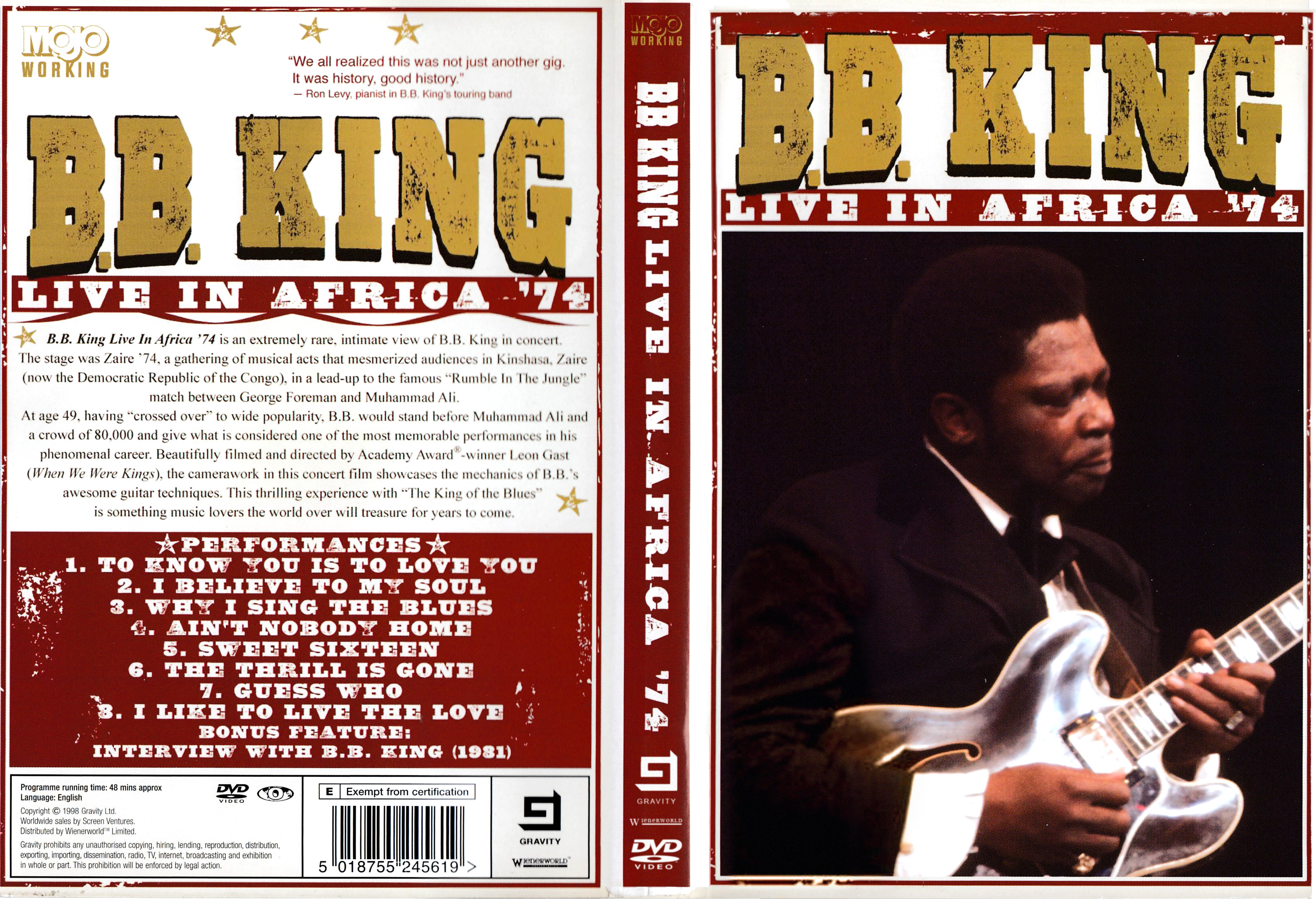 Jaquette DVD BB King Live in Africa 74