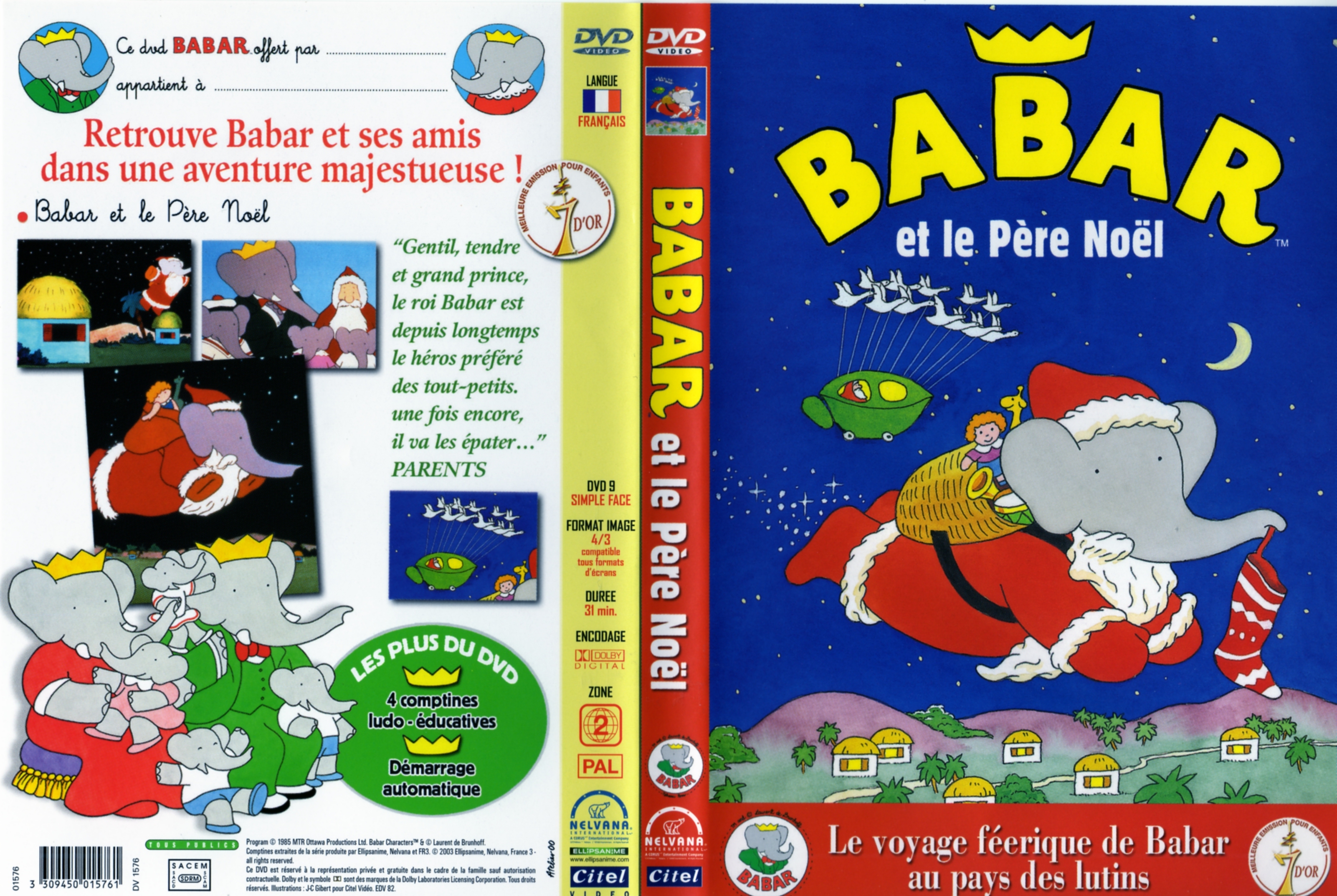 Jaquette DVD Babar et le pre noel