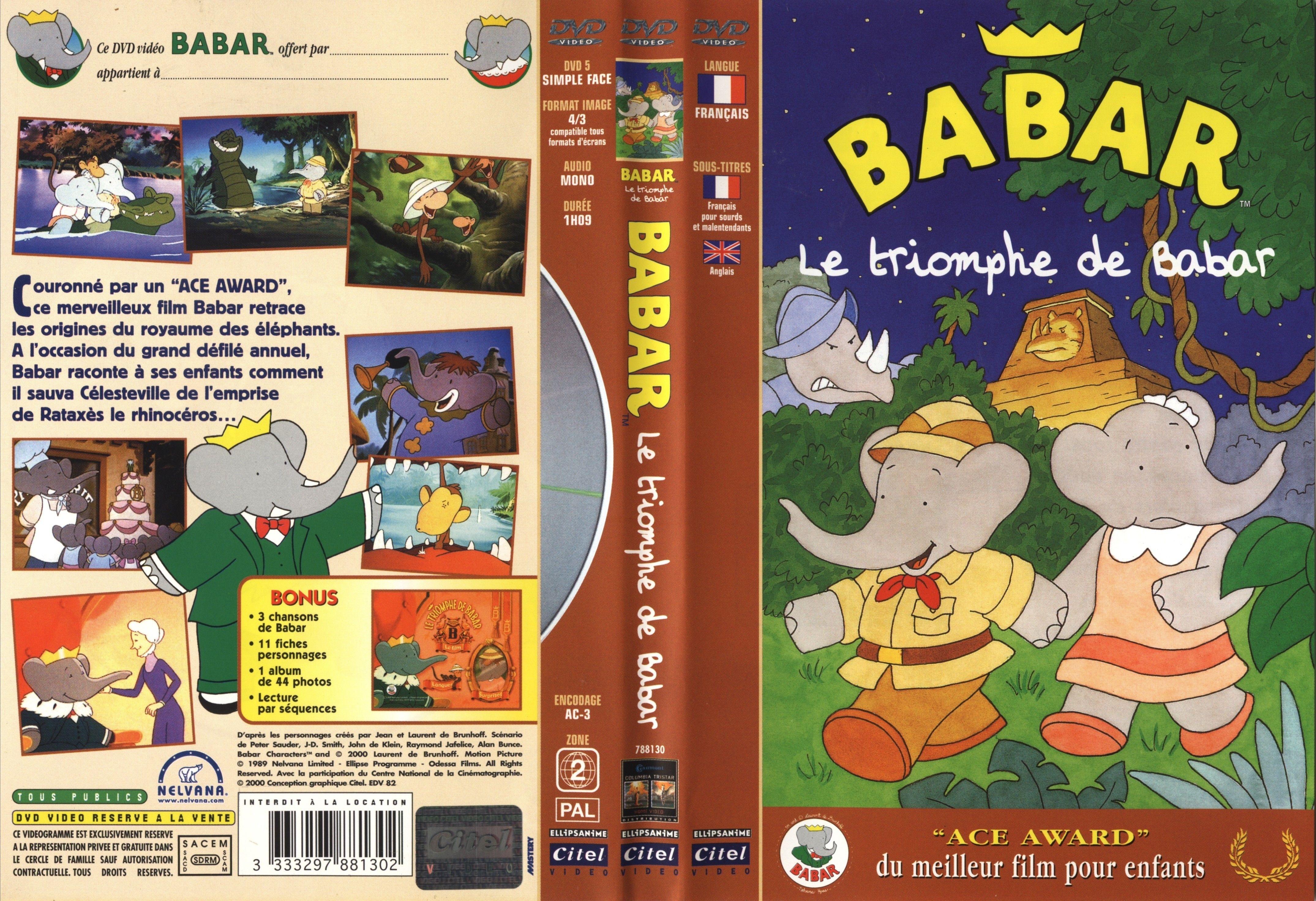 Jaquette DVD Babar le triomphe de babar