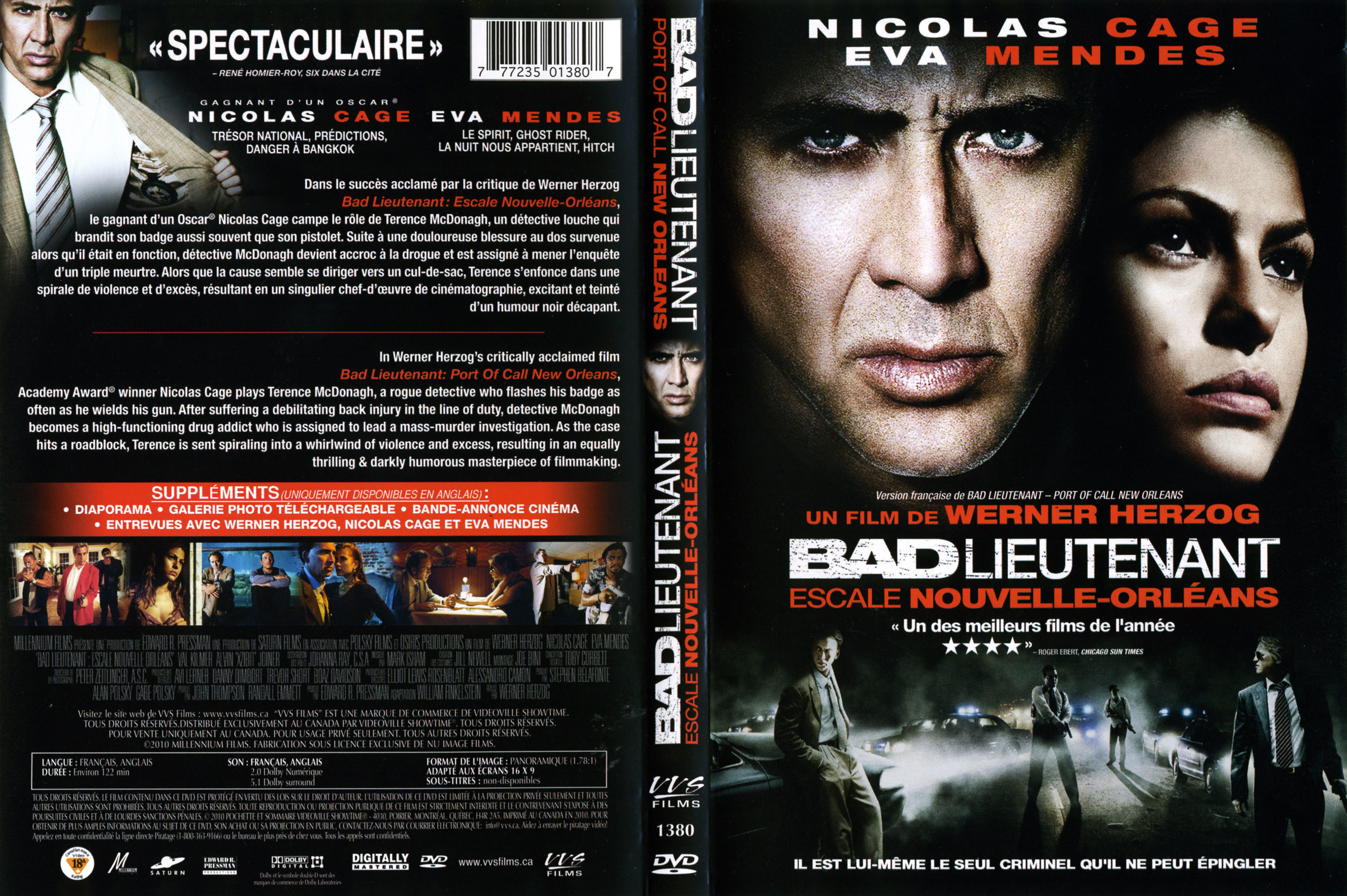 Jaquette DVD Bad Lieutenant Escale Nouvelle-Orlans (Canadienne)