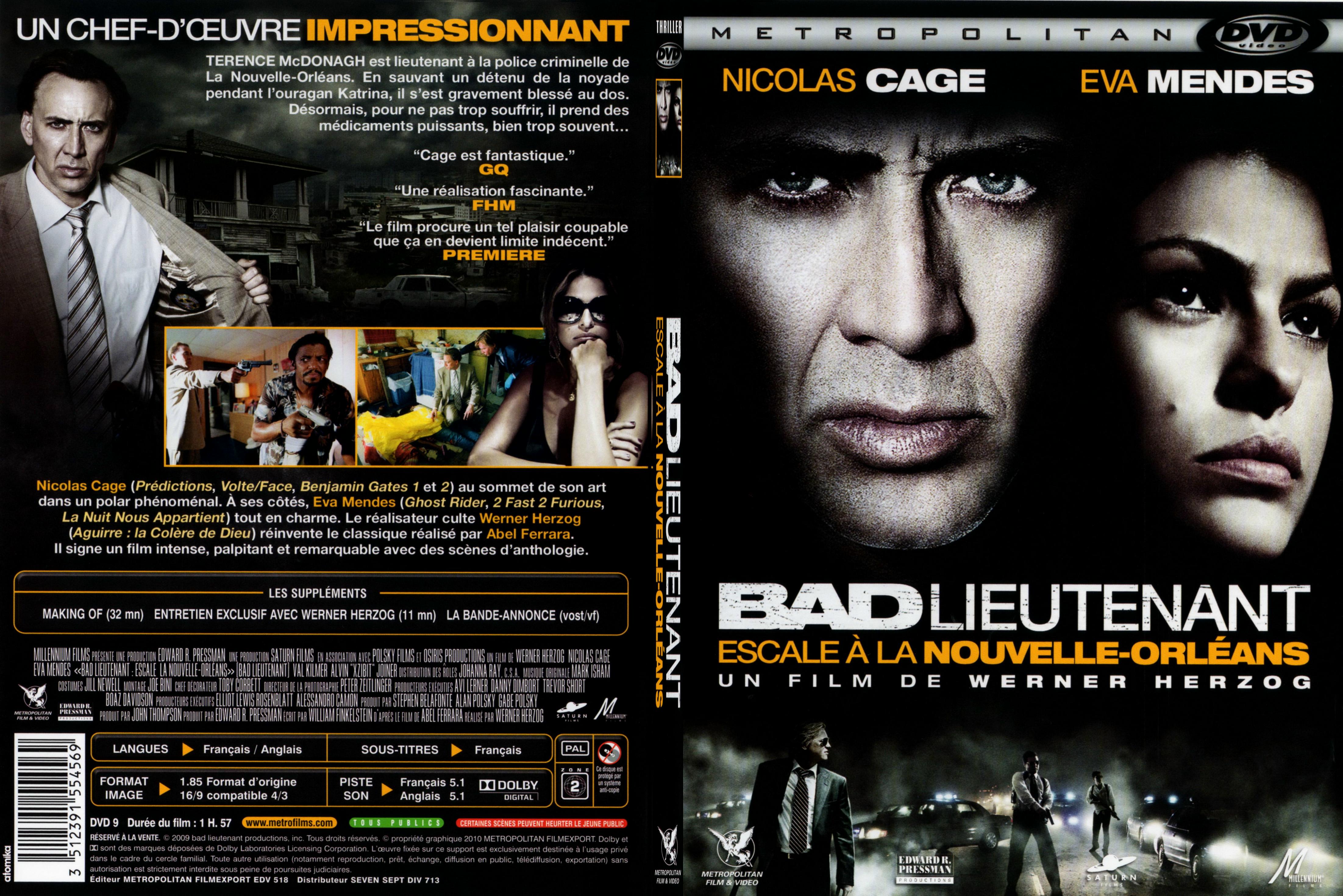Jaquette DVD Bad lieutenant escale  la Nouvelle-Orlans - SLIM