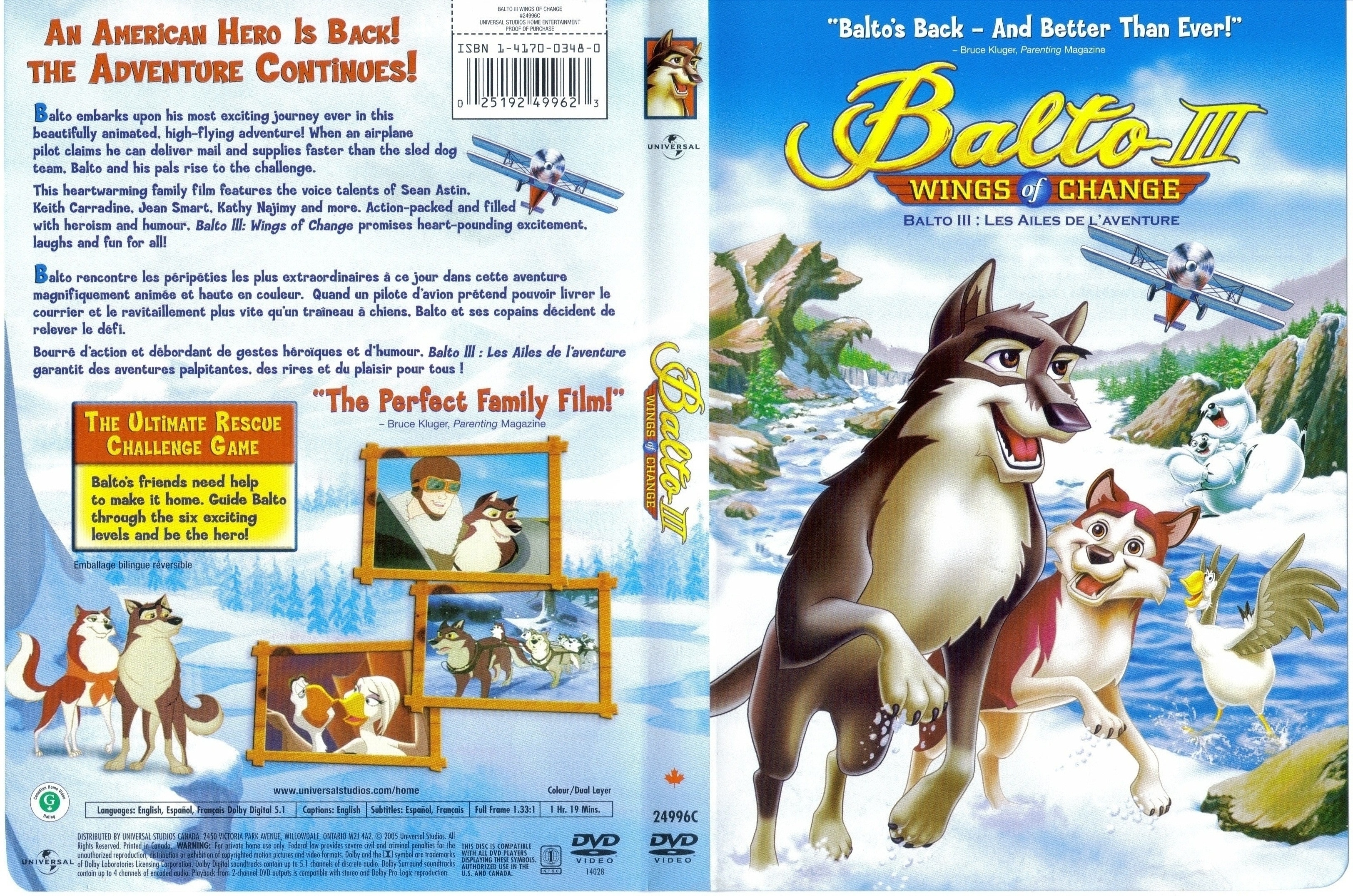 Jaquette DVD Balto 3 (Canadienne)