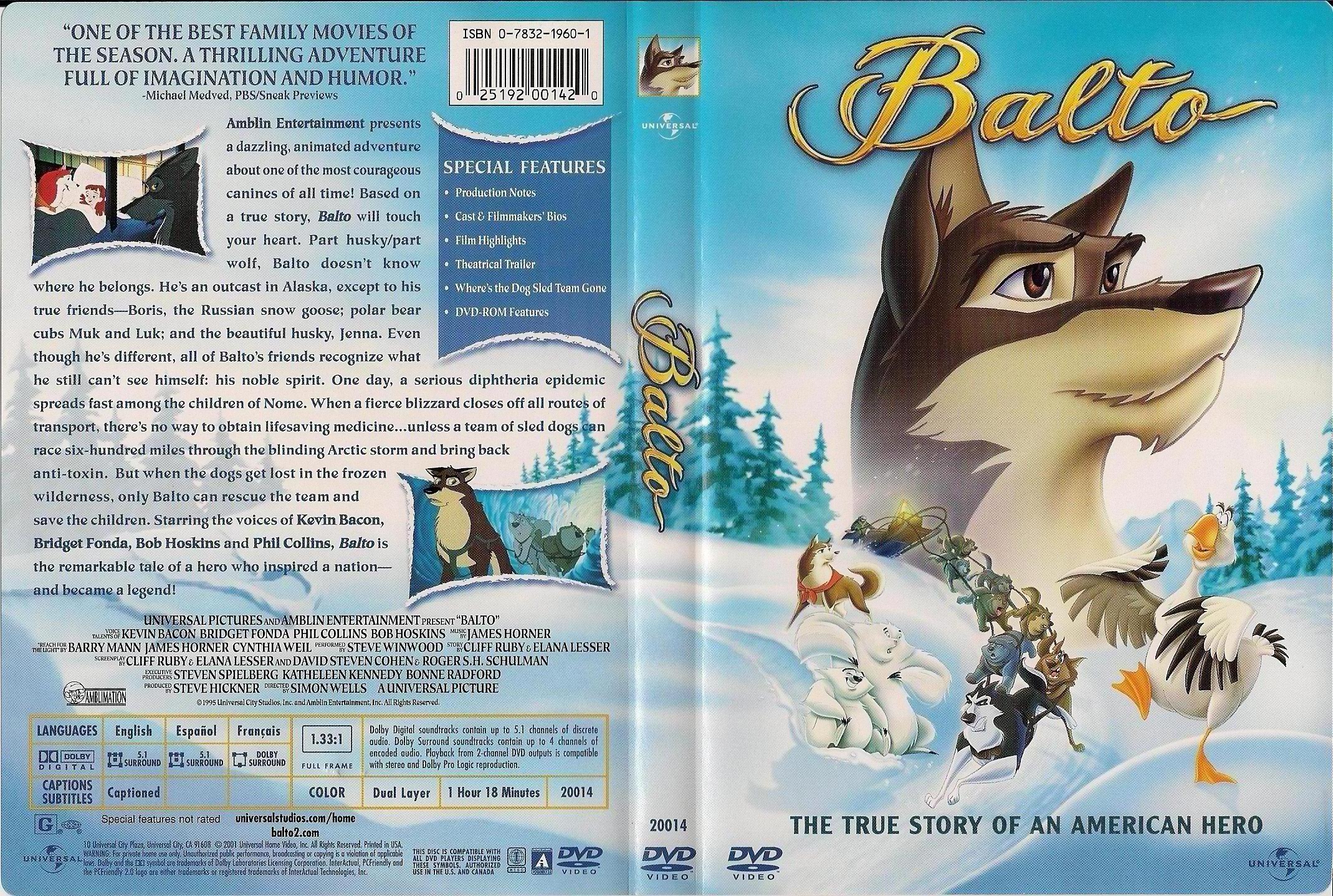 Jaquette DVD Balto (Canadienne)