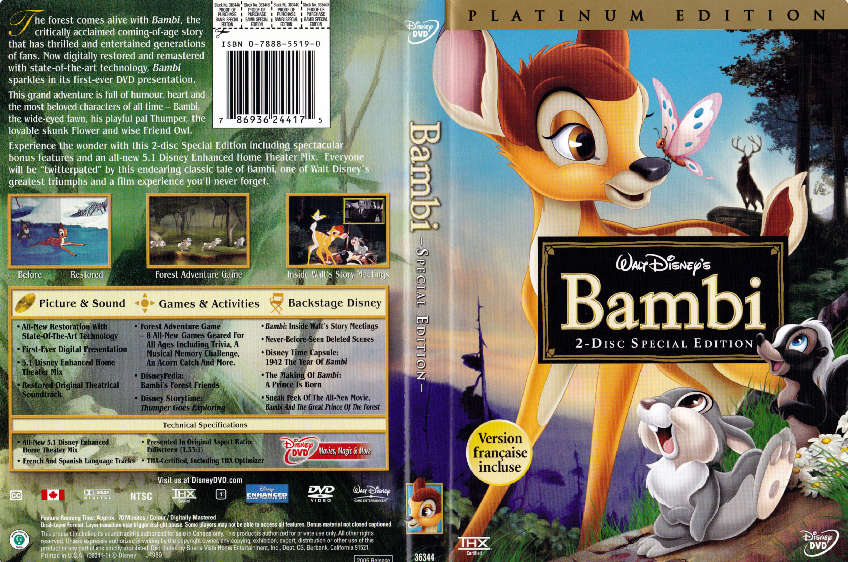 Jaquette DVD Bambi (Canadienne)