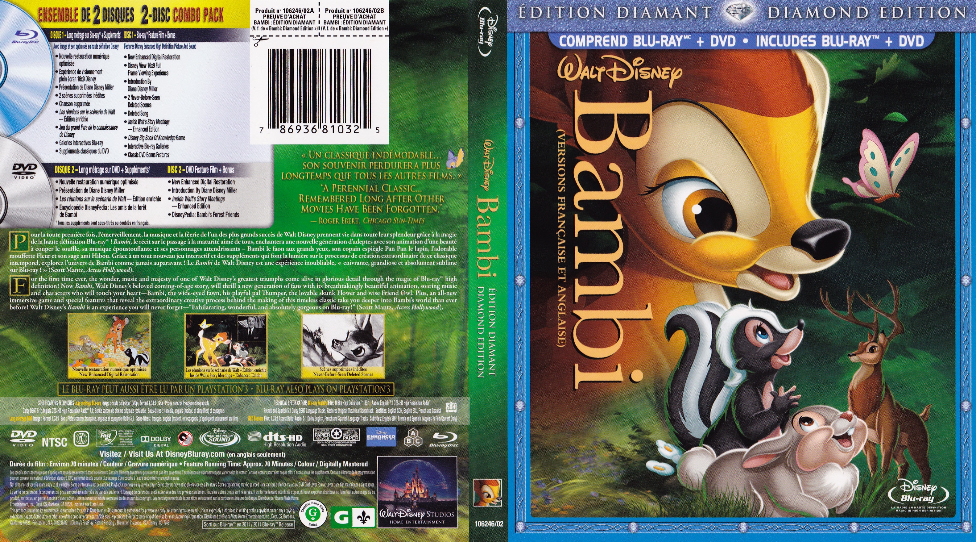 Jaquette DVD Bambi (Canadienne) (BLU-RAY)