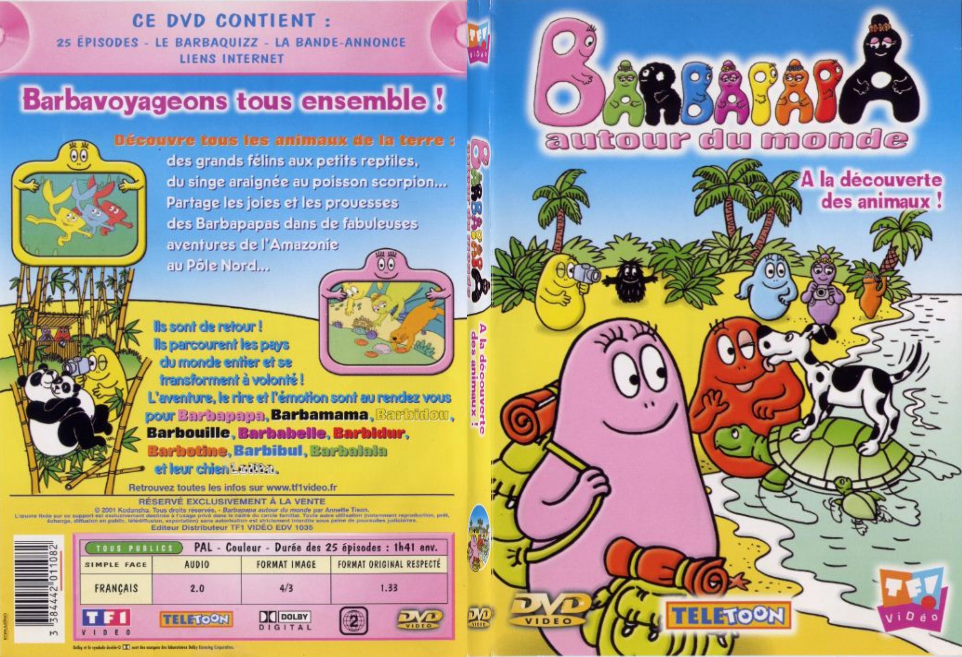 Jaquette DVD Barbapapa - Autour du monde - A la dcouverte des animaux - SLIM