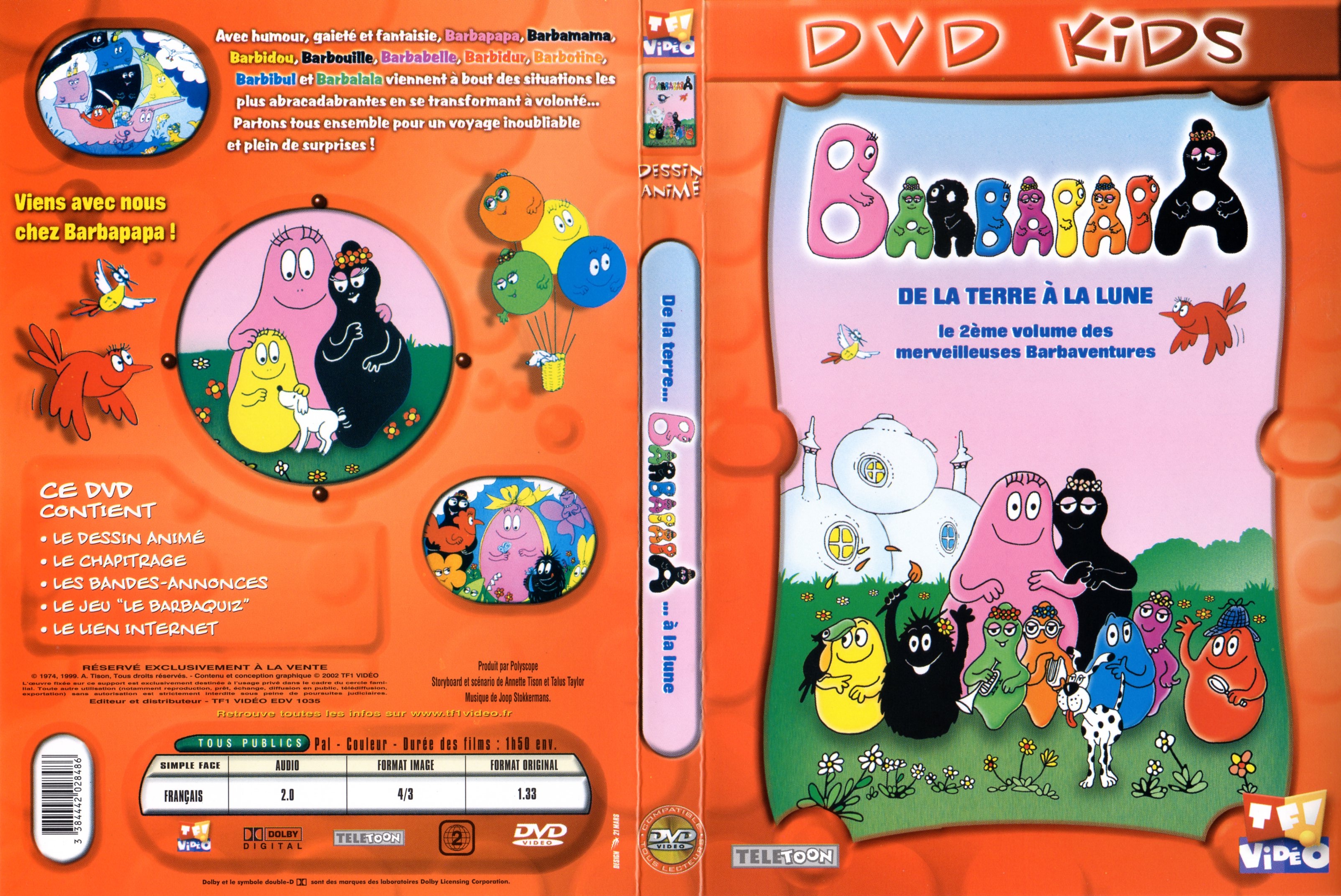 Jaquette DVD Barbapapa - de la terre  la lune