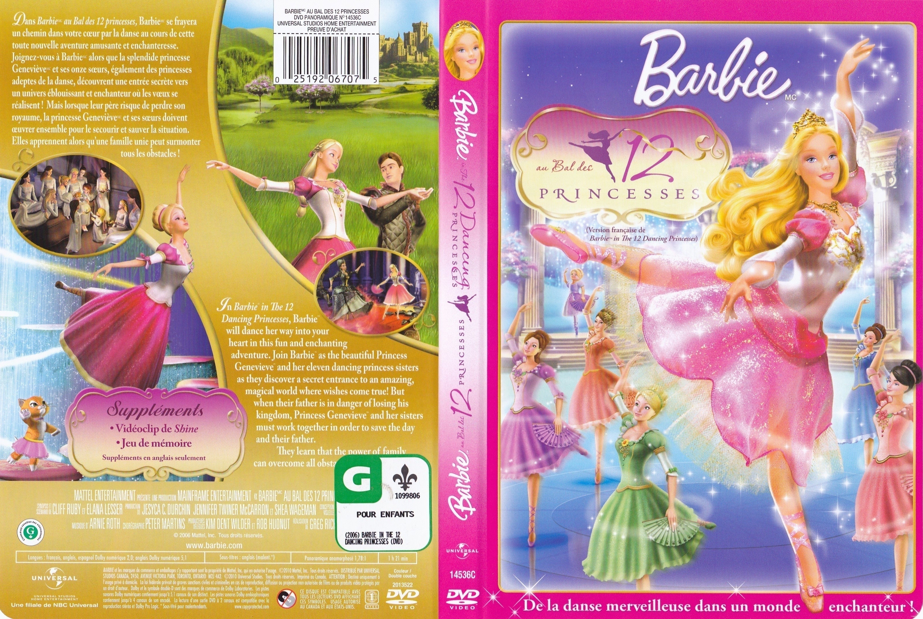Jaquette DVD Barbie au bal des 12 princesses (Canadienne)