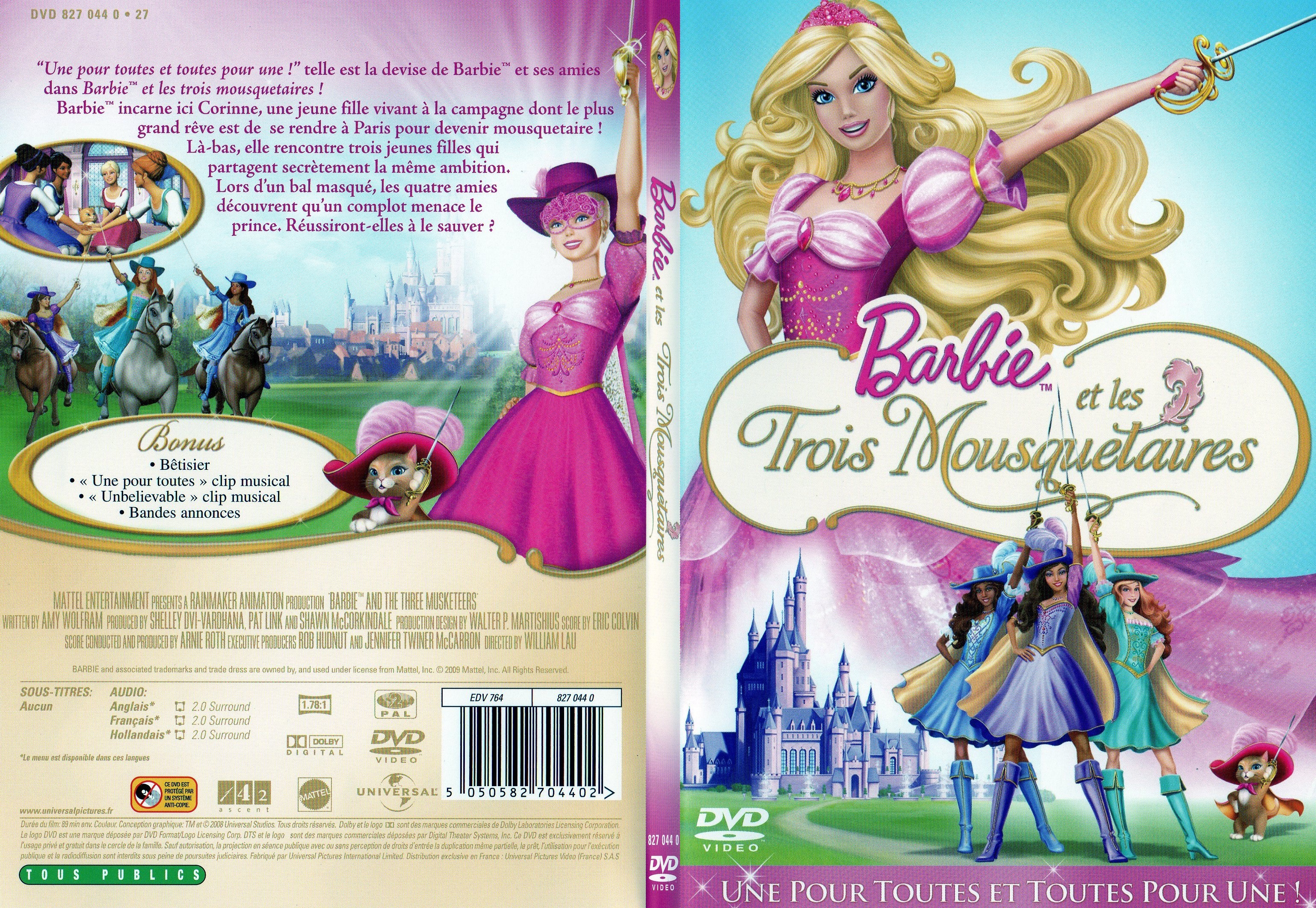 Jaquette DVD Barbie et les trois mousquetaires - SLIM