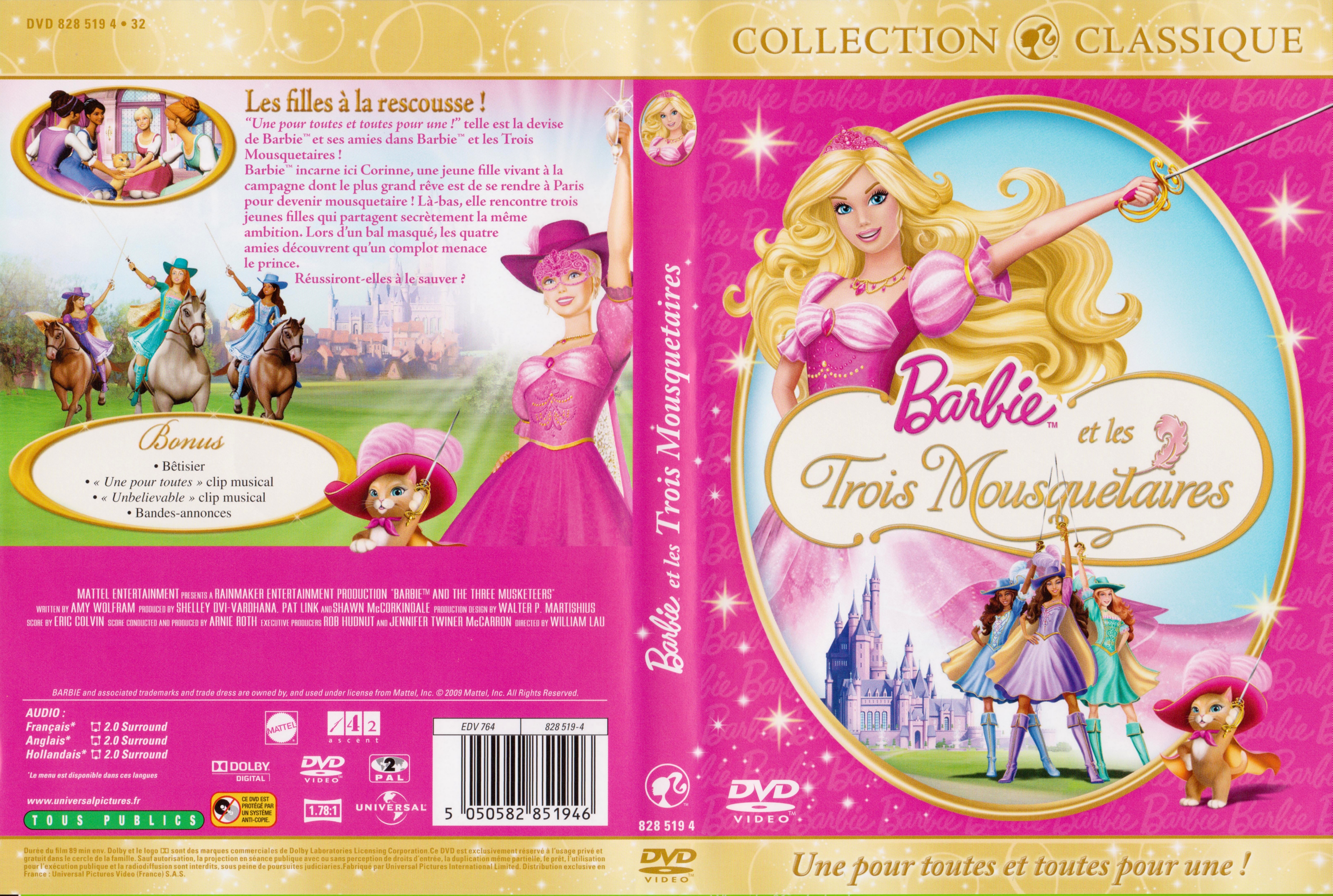 Jaquette DVD Barbie et les trois mousquetaires v2