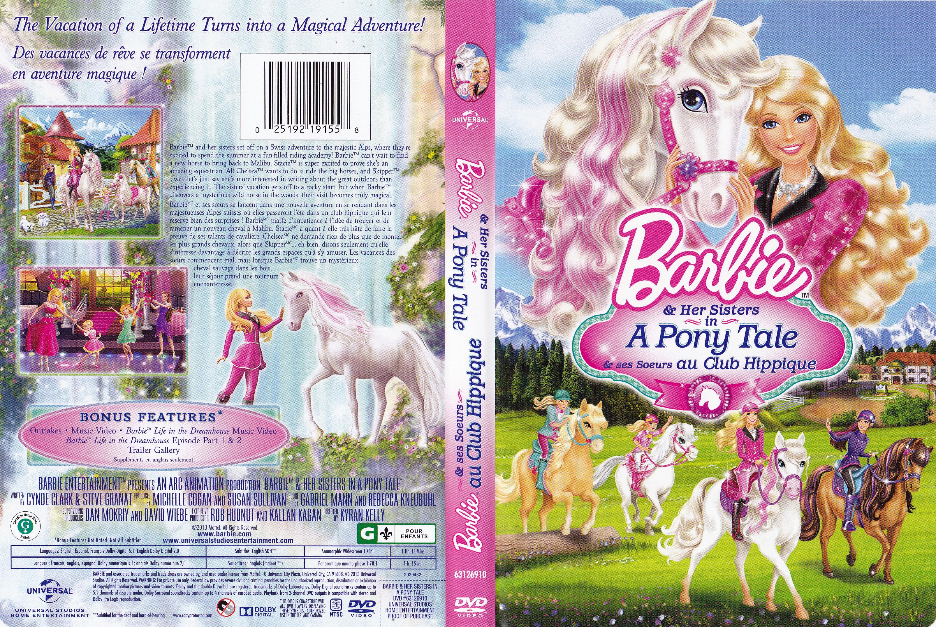 Jaquette DVD Barbie et ses soeurs au club Hippique - Barbie and her sister on poney (Canadienne)