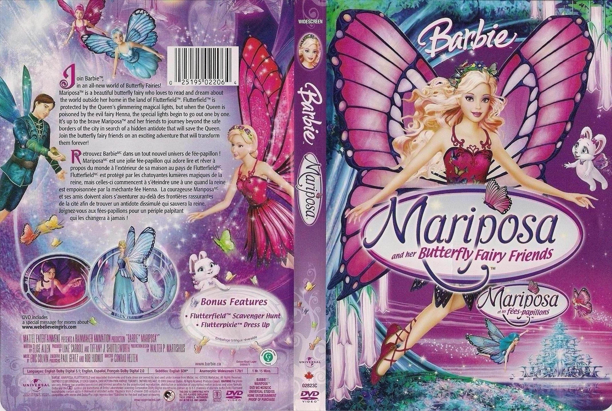 Jaquette DVD Barbie la fe papillon - Maryposa and the butterfly fairy friends (Canadienne)