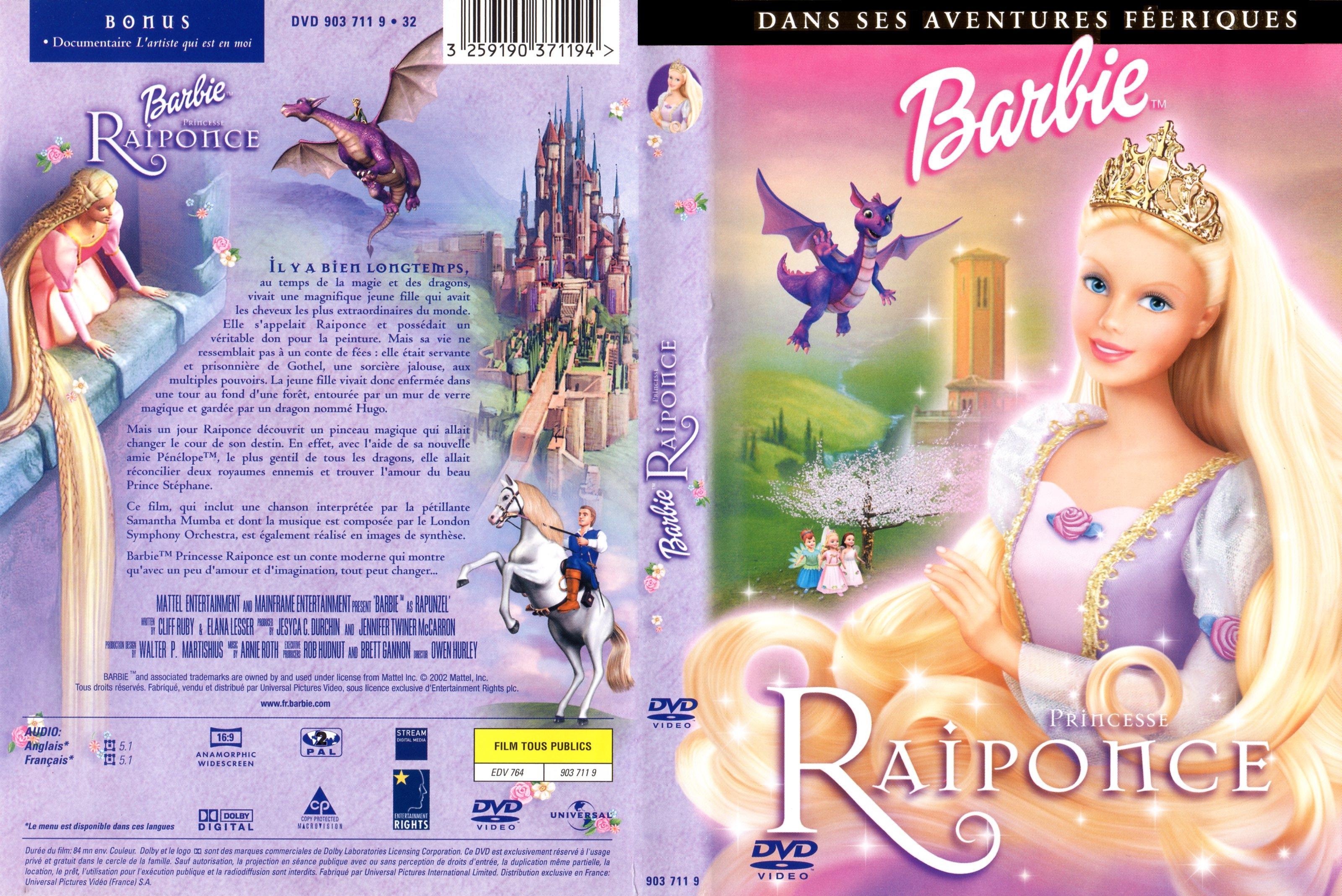Jaquette DVD Barbie princesse Raiponce v2