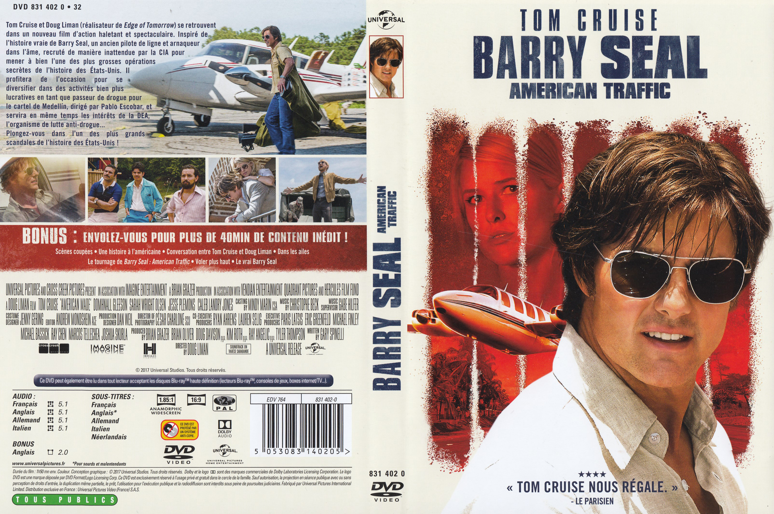 Jaquette DVD Barry seal American traffic