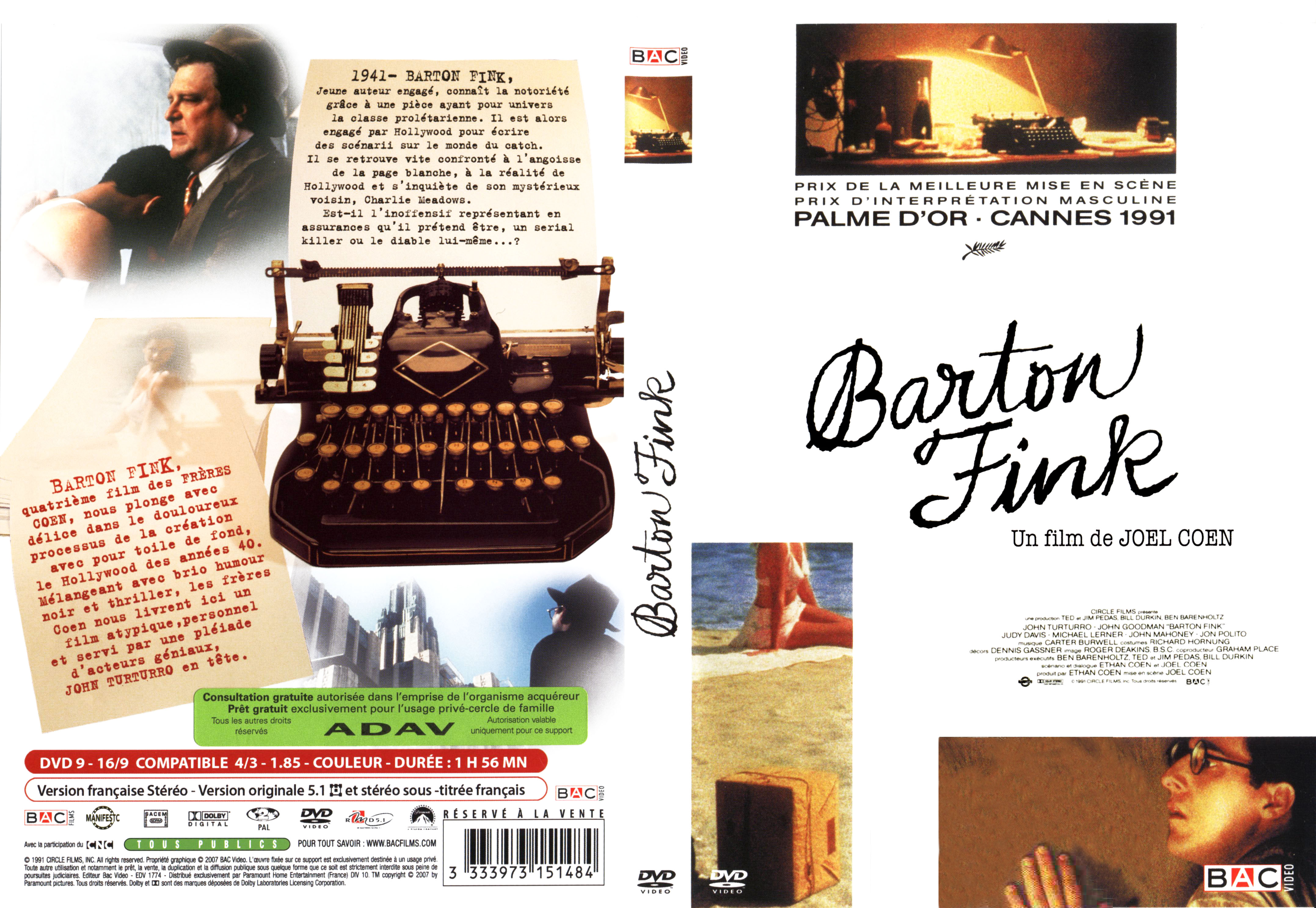 Jaquette DVD Barton Fink v2