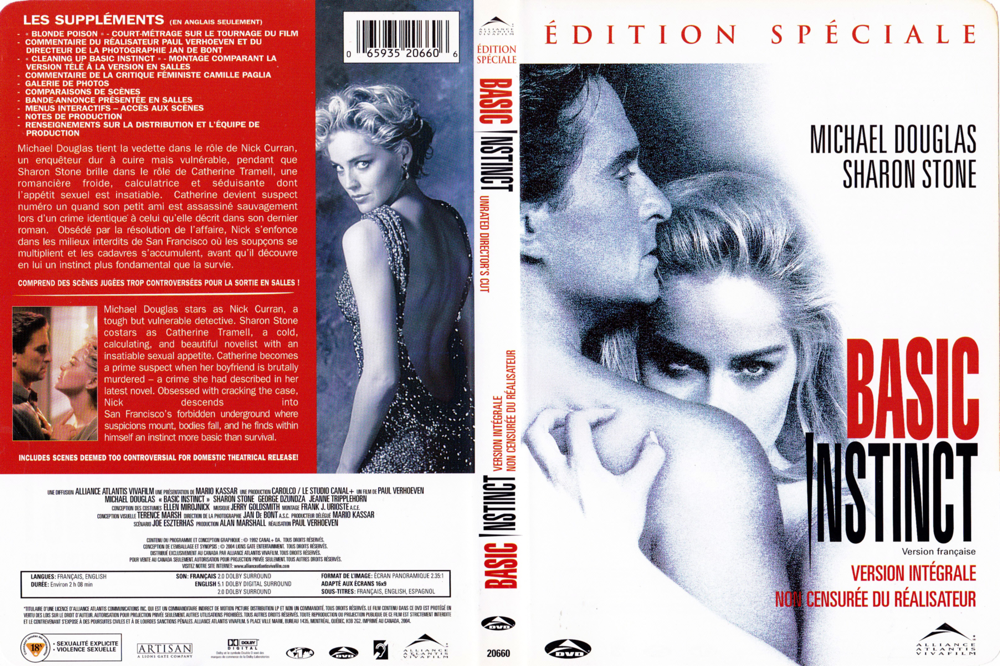 Jaquette DVD Basic instinct (Canadienne)