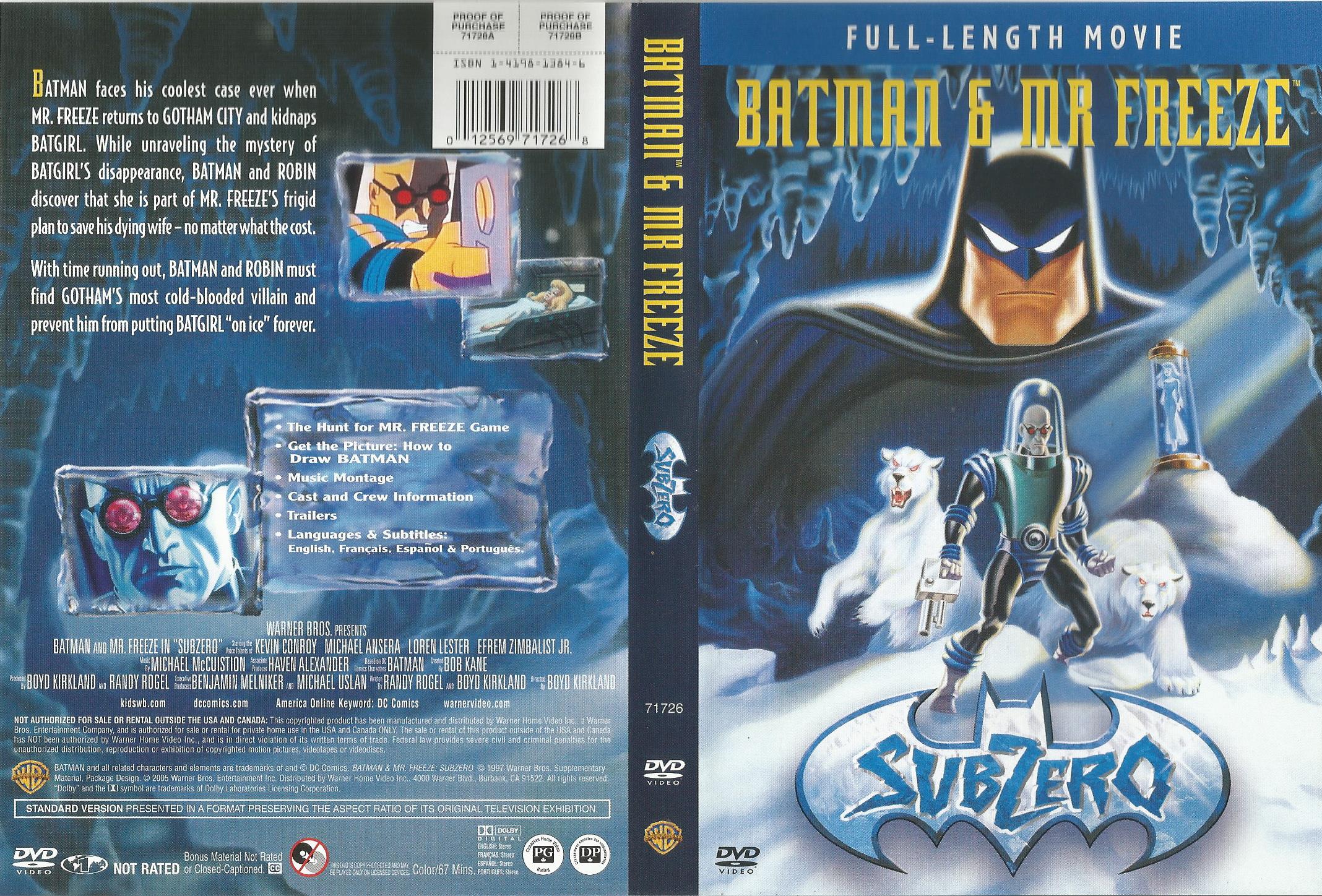 Jaquette DVD Batman & Mr Freeze subzero zone 1