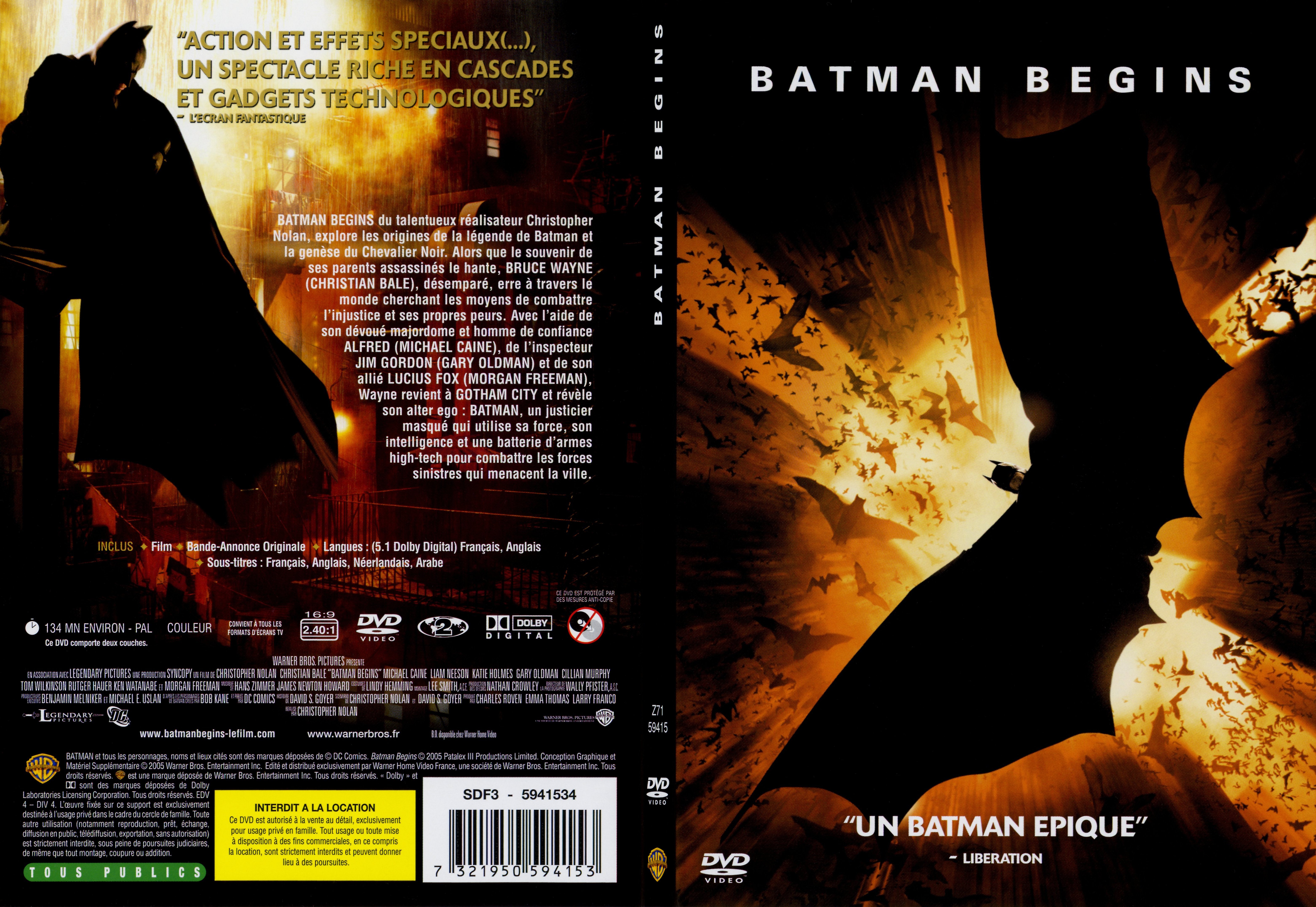 Jaquette DVD Batman Begins - SLIM
