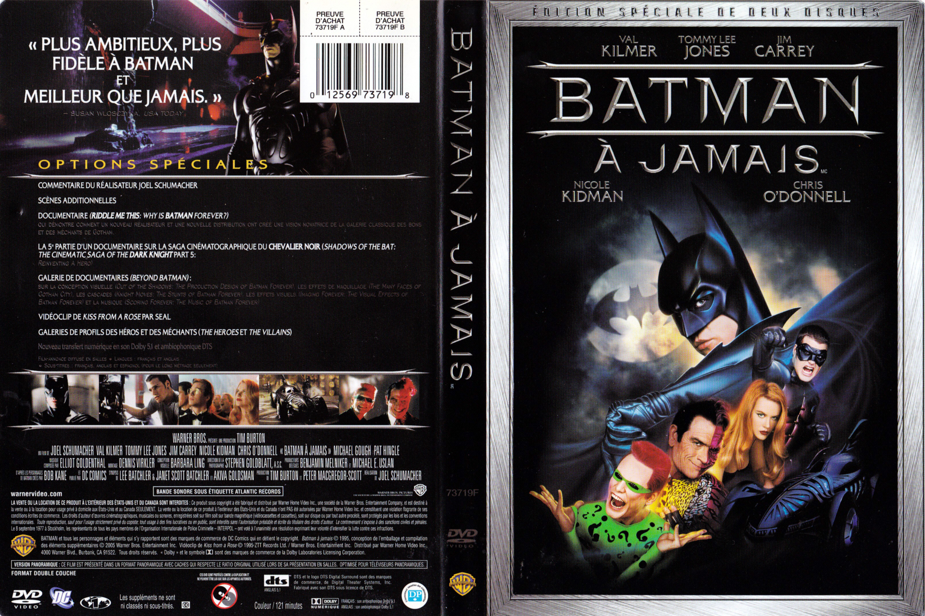 Jaquette DVD Batman  jamais (Canadienne)