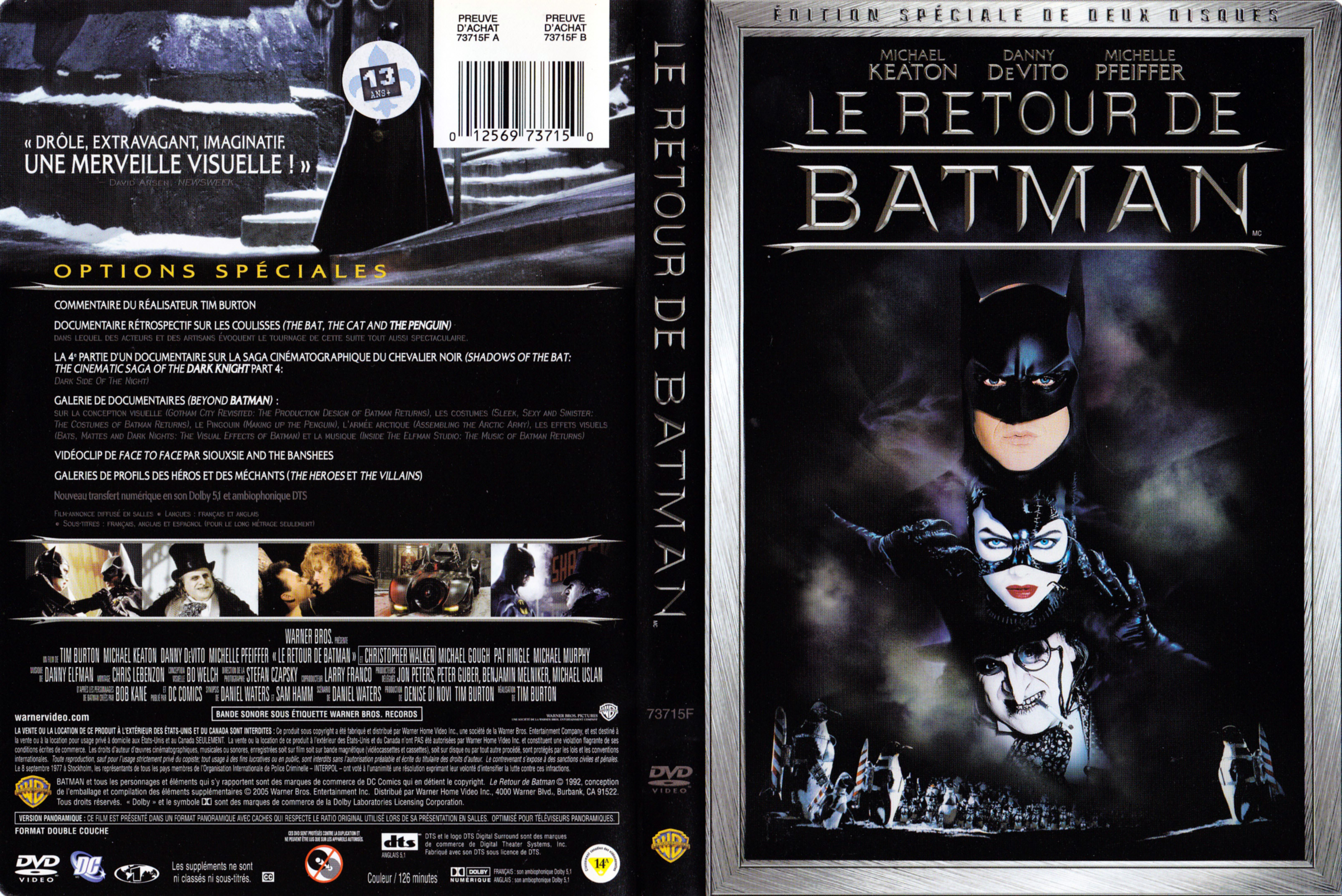 Jaquette DVD Batman le retour (Canadienne)