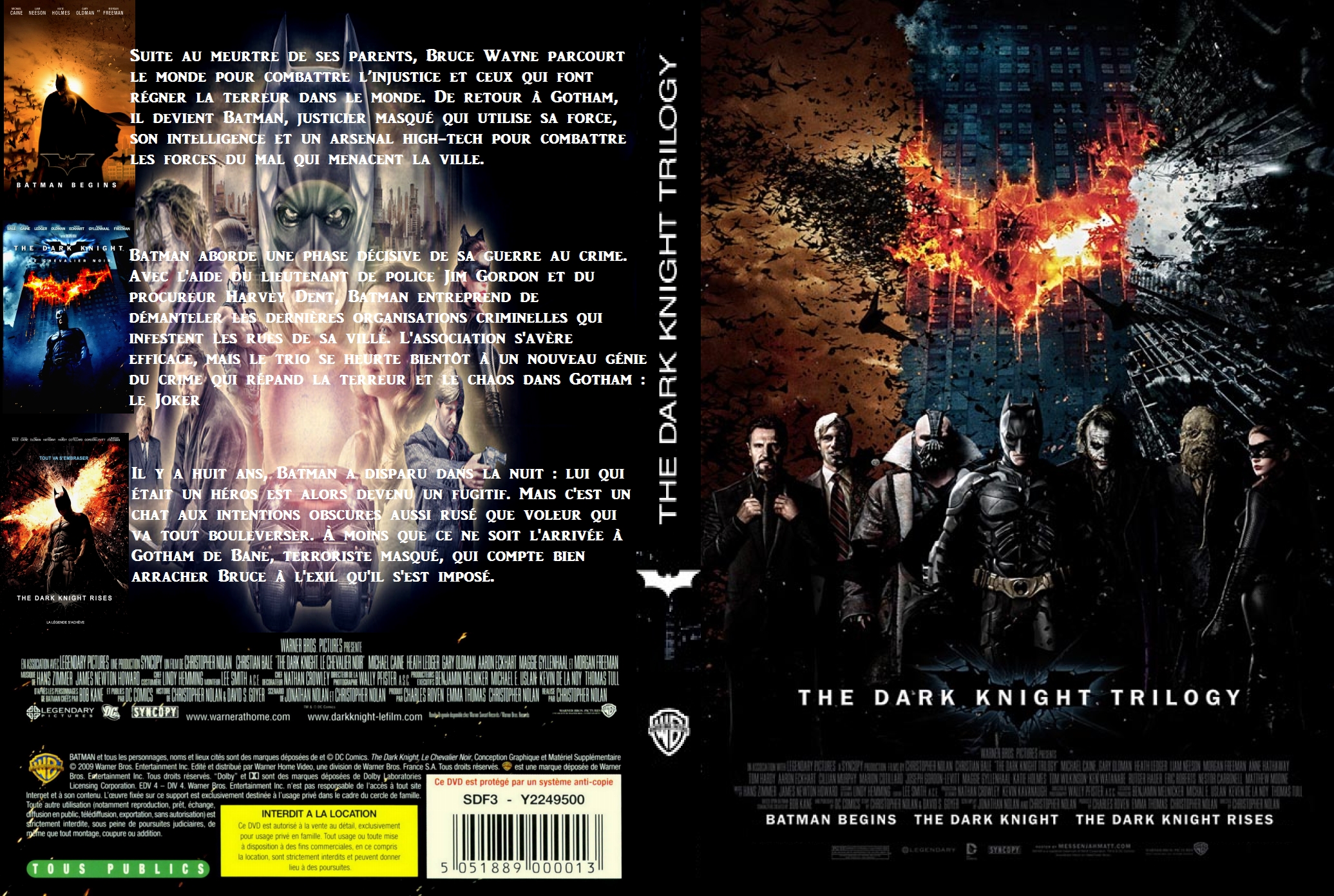 Jaquette DVD Batman the dark knight Trilogie custom