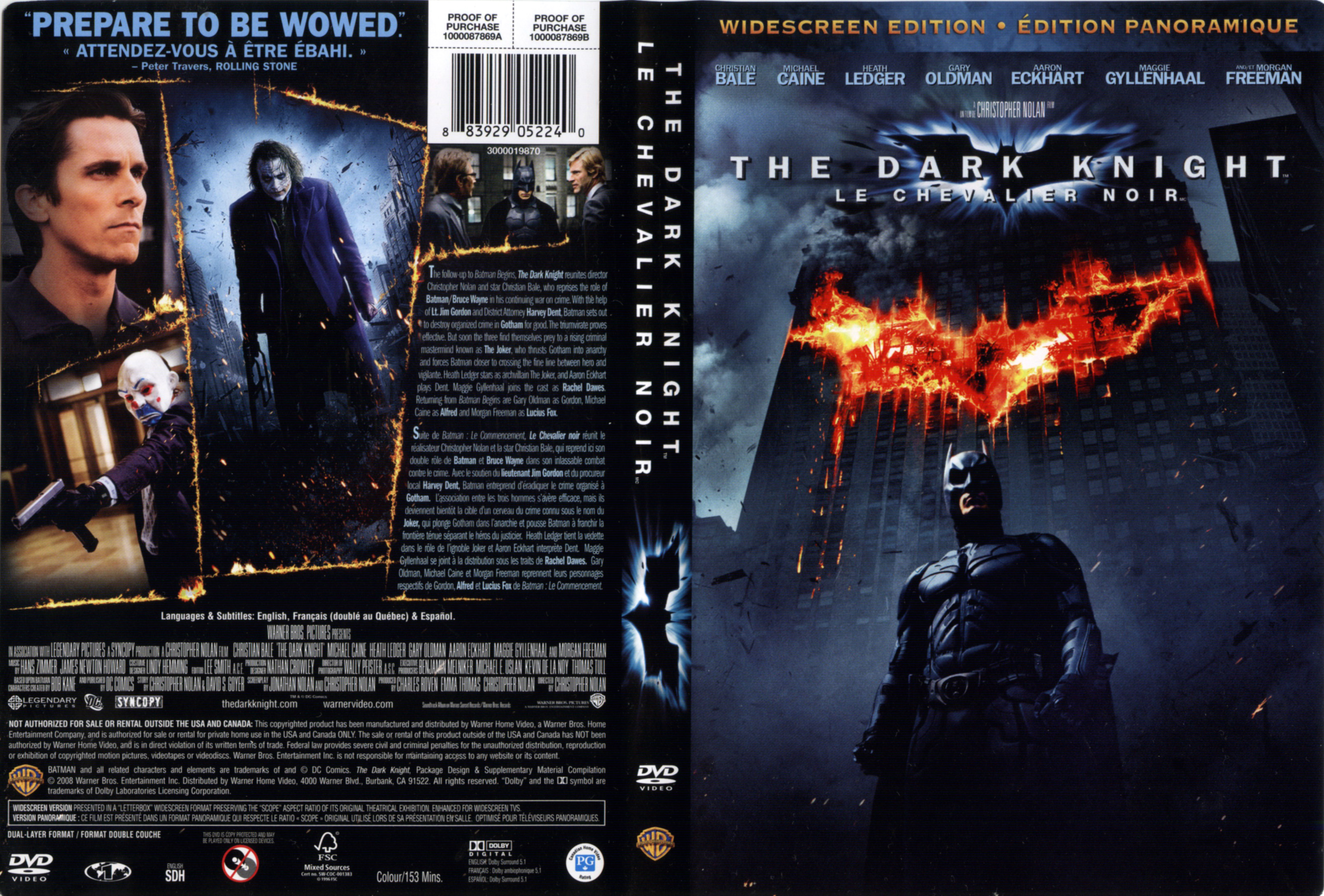 Jaquette DVD Batman the dark knight Zone 1
