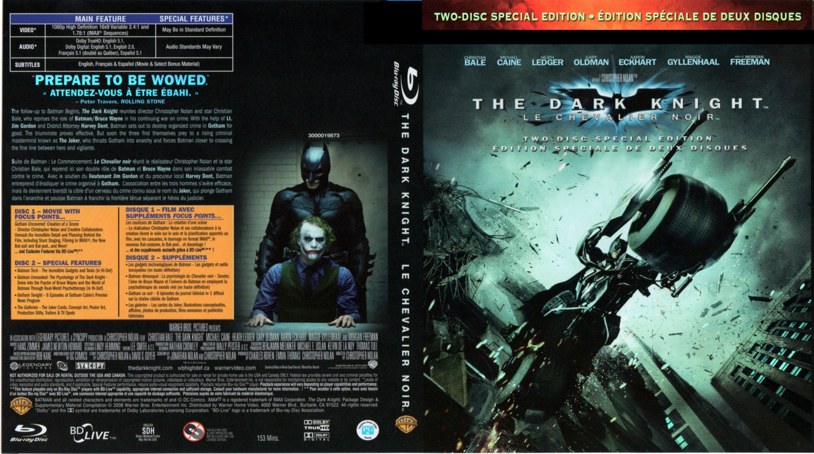 Jaquette DVD Batman the dark knight Zone 1 (BLU-RAY)