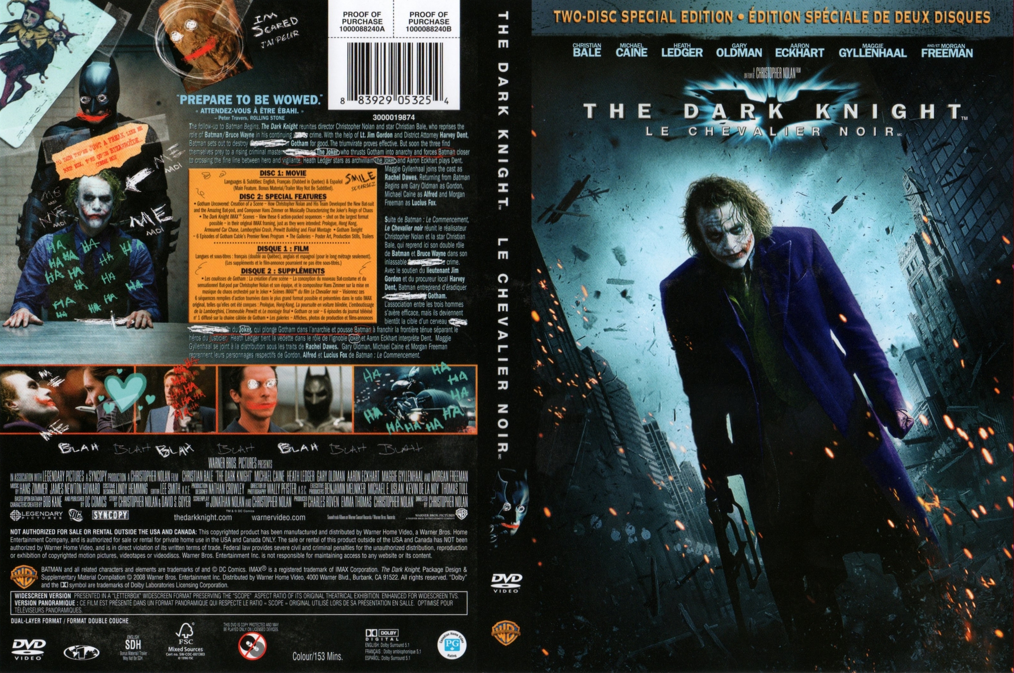 Jaquette DVD Batman the dark knight Zone 1 v2