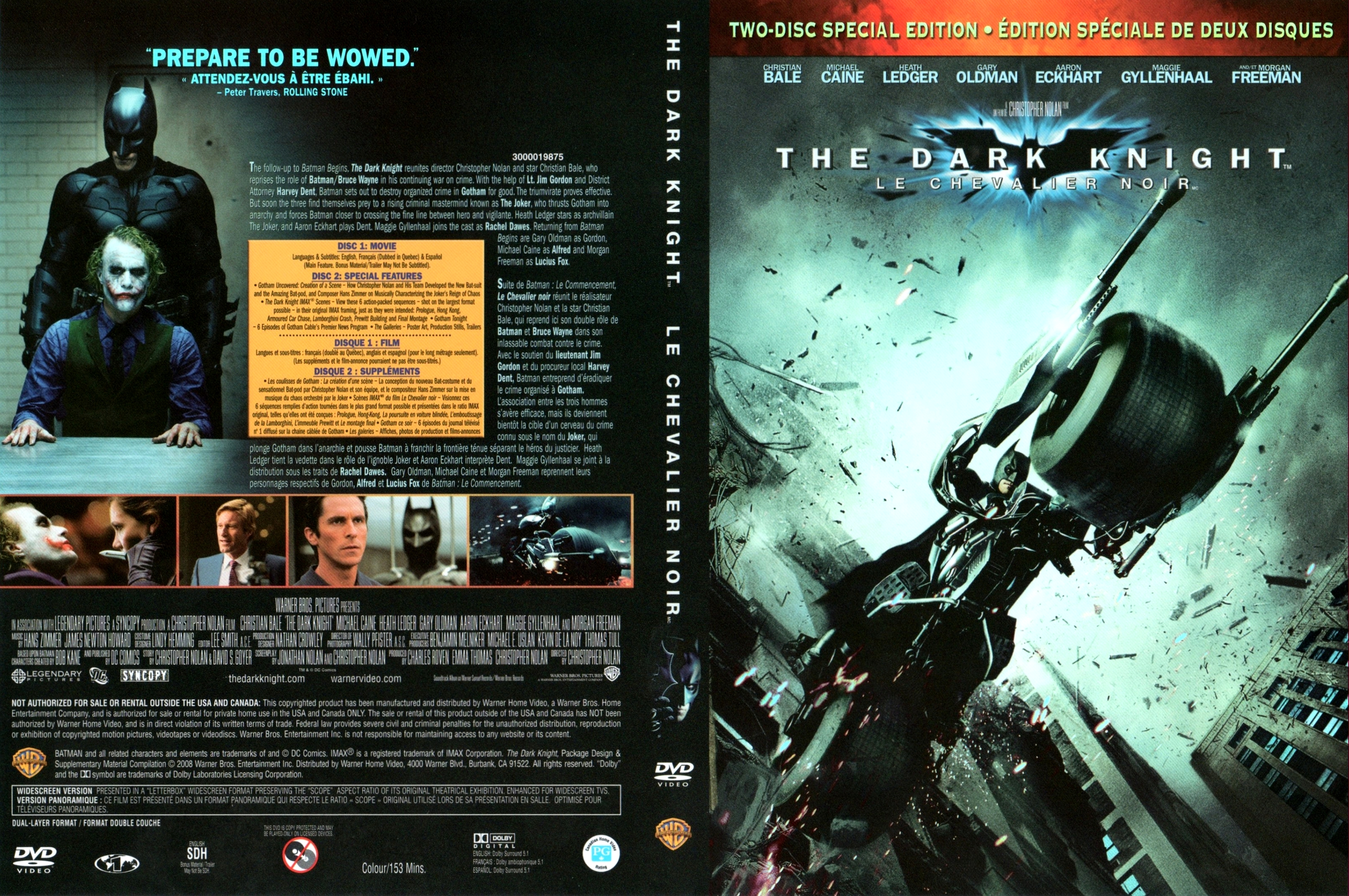 Jaquette DVD Batman the dark knight Zone 1 v3