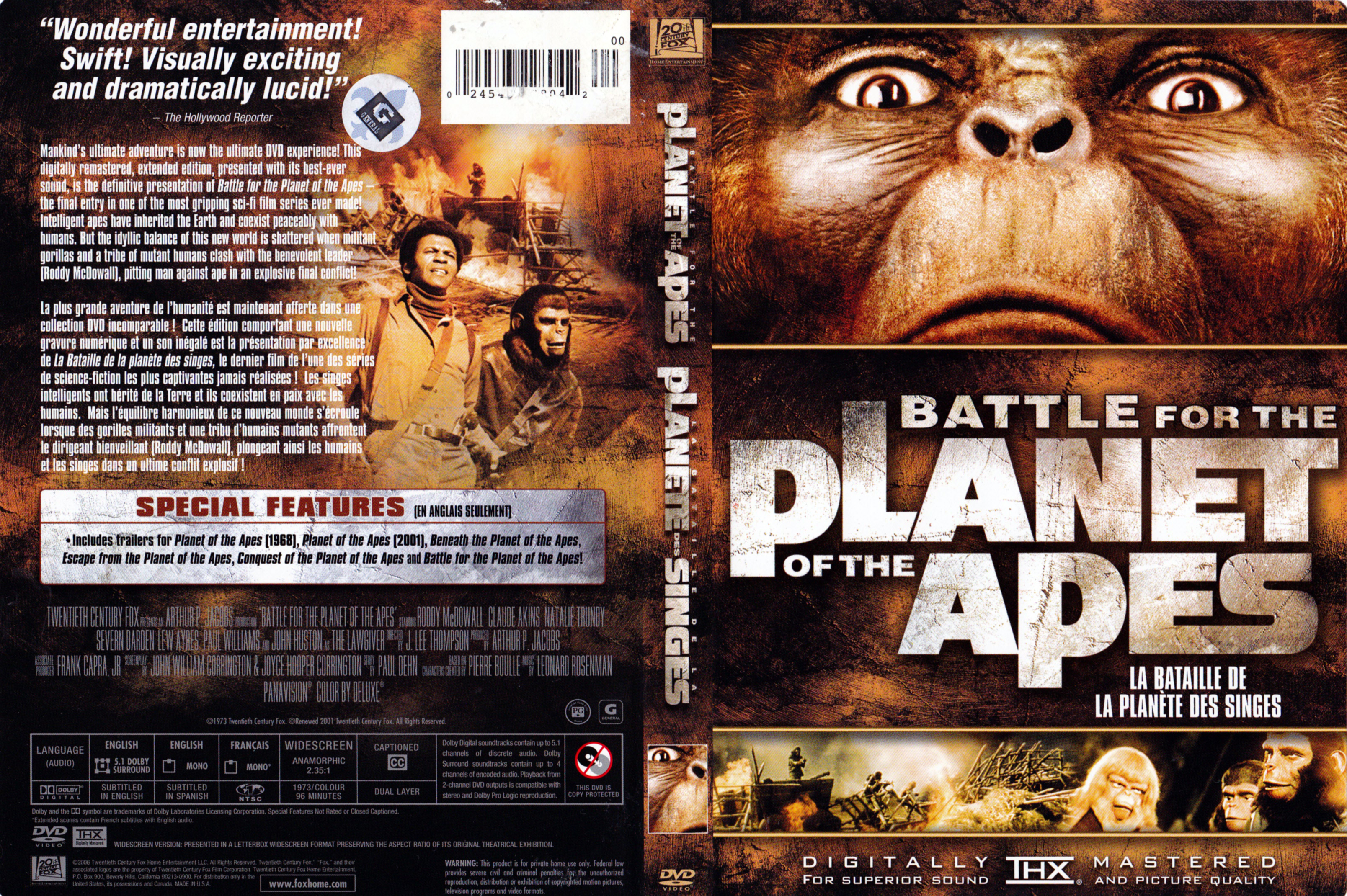 Jaquette DVD Battle for the planet of the apes - La bataille de la plante des singes (Canadienne)