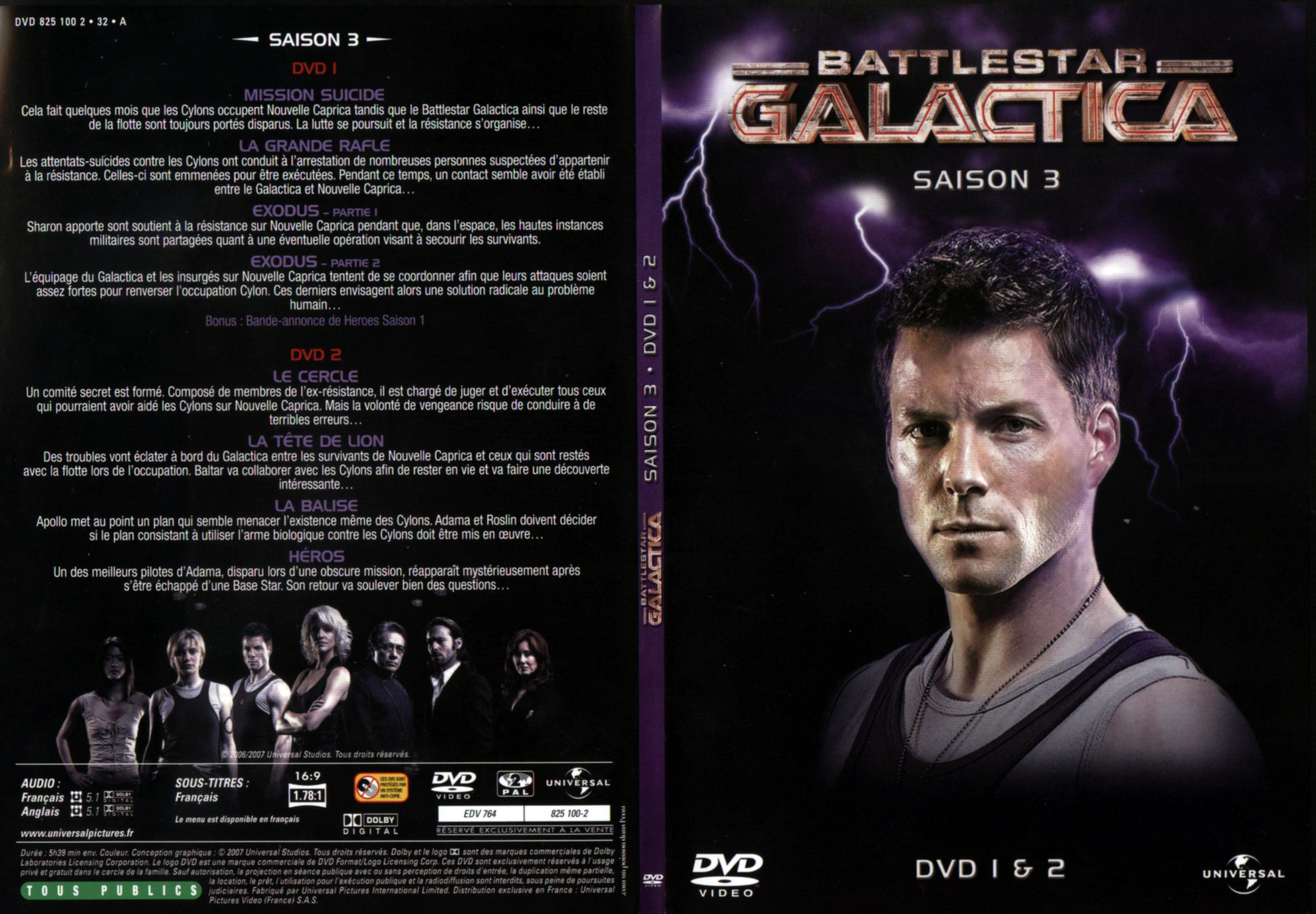 Jaquette DVD Battlestar Galactica Saison 3 DVD 1