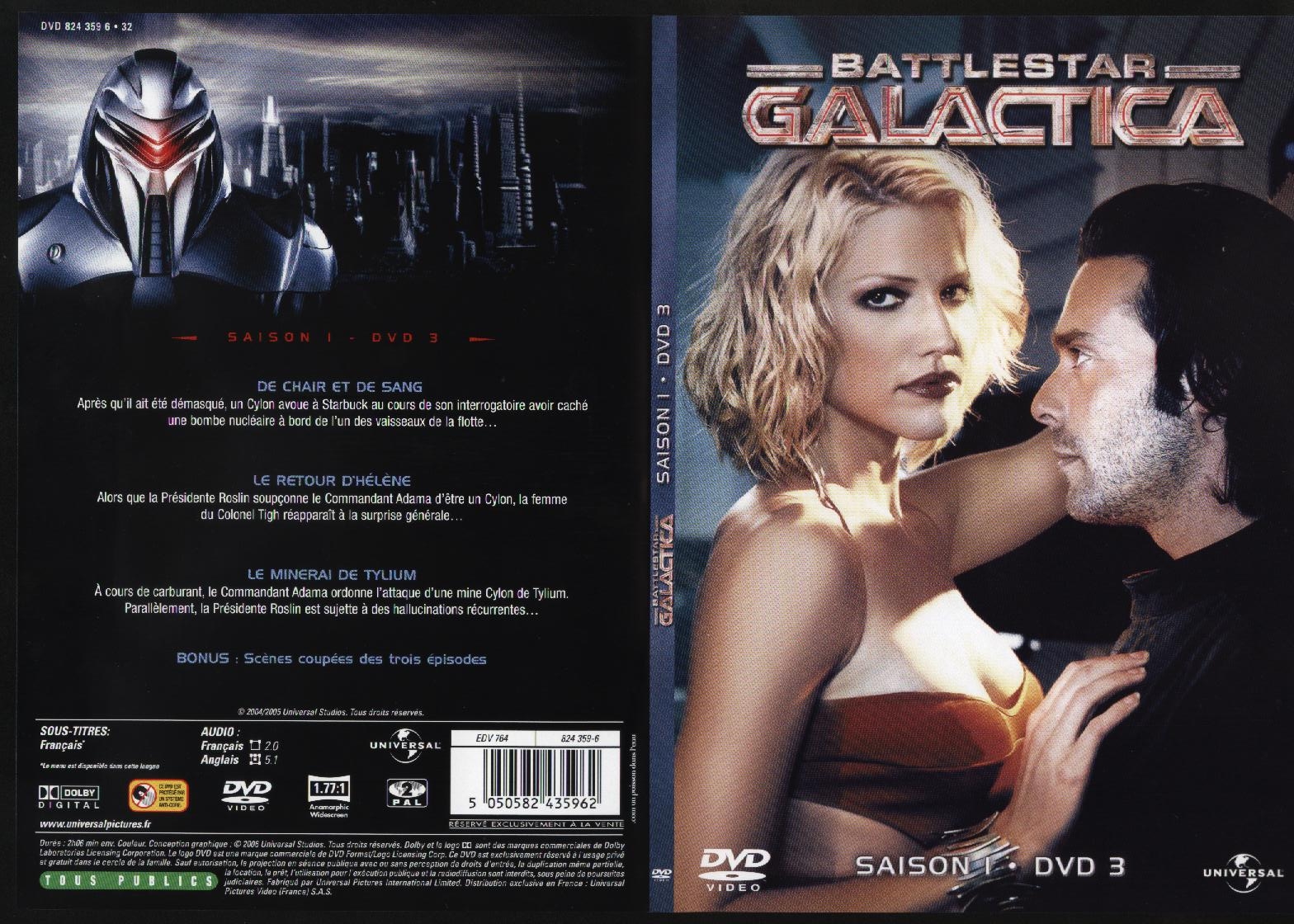 Jaquette DVD Battlestar Galactica saison 1 dvd 3